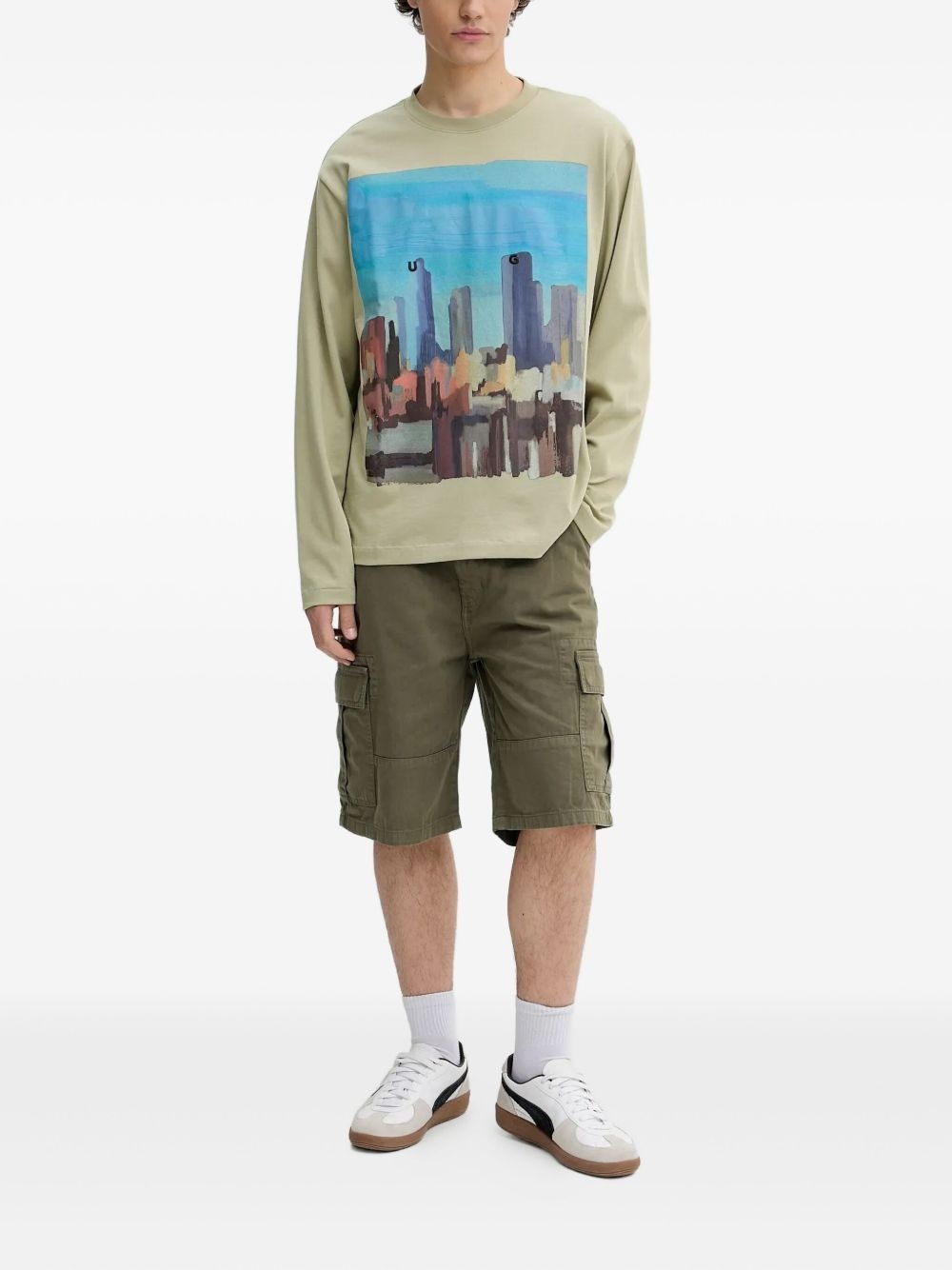 cityscape-print long-sleeve T-shirt - 2