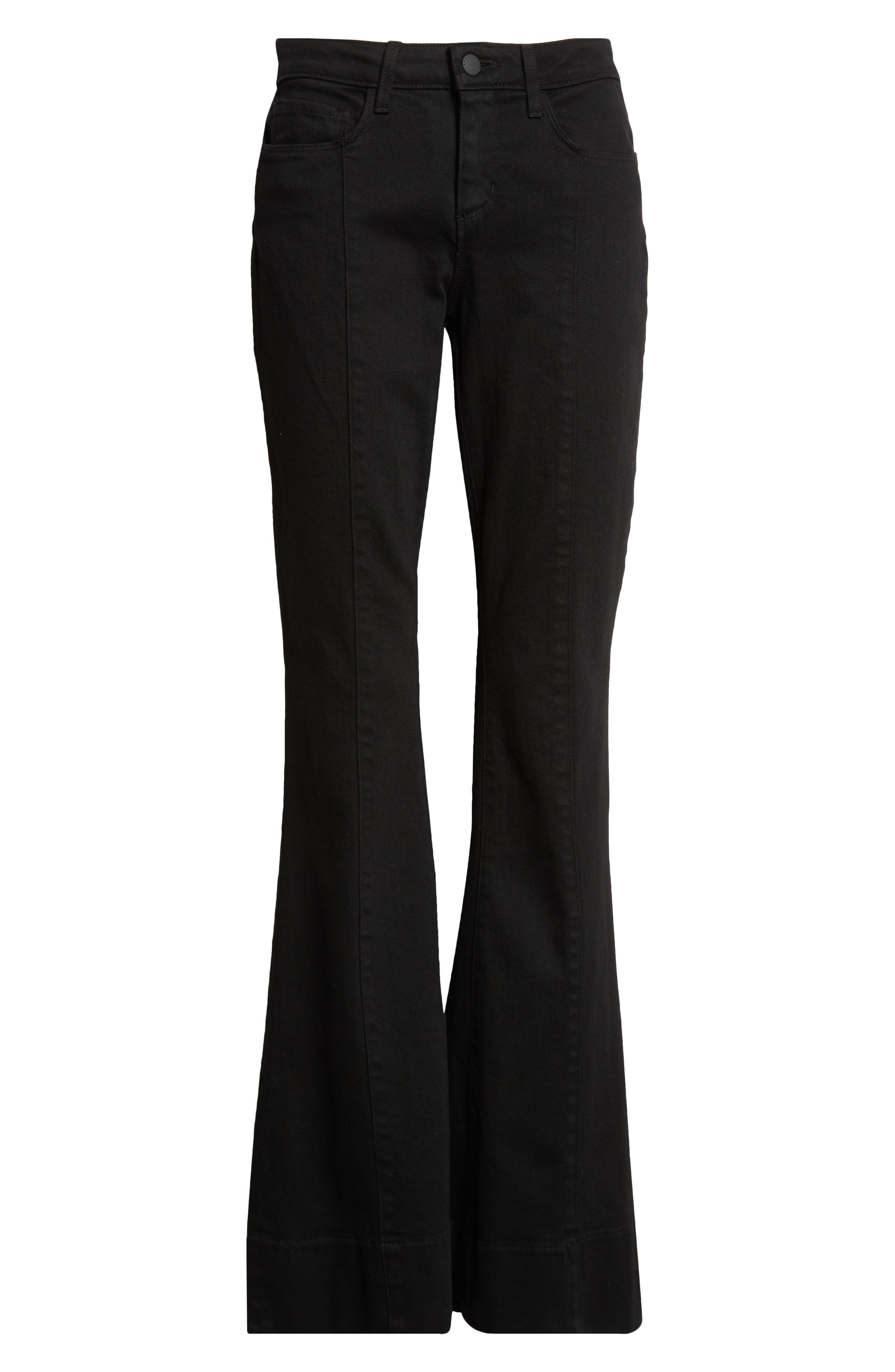 L'AGENCE Lenora Front Seam Flare Leg Jeans in Noir at Nordstrom - 6