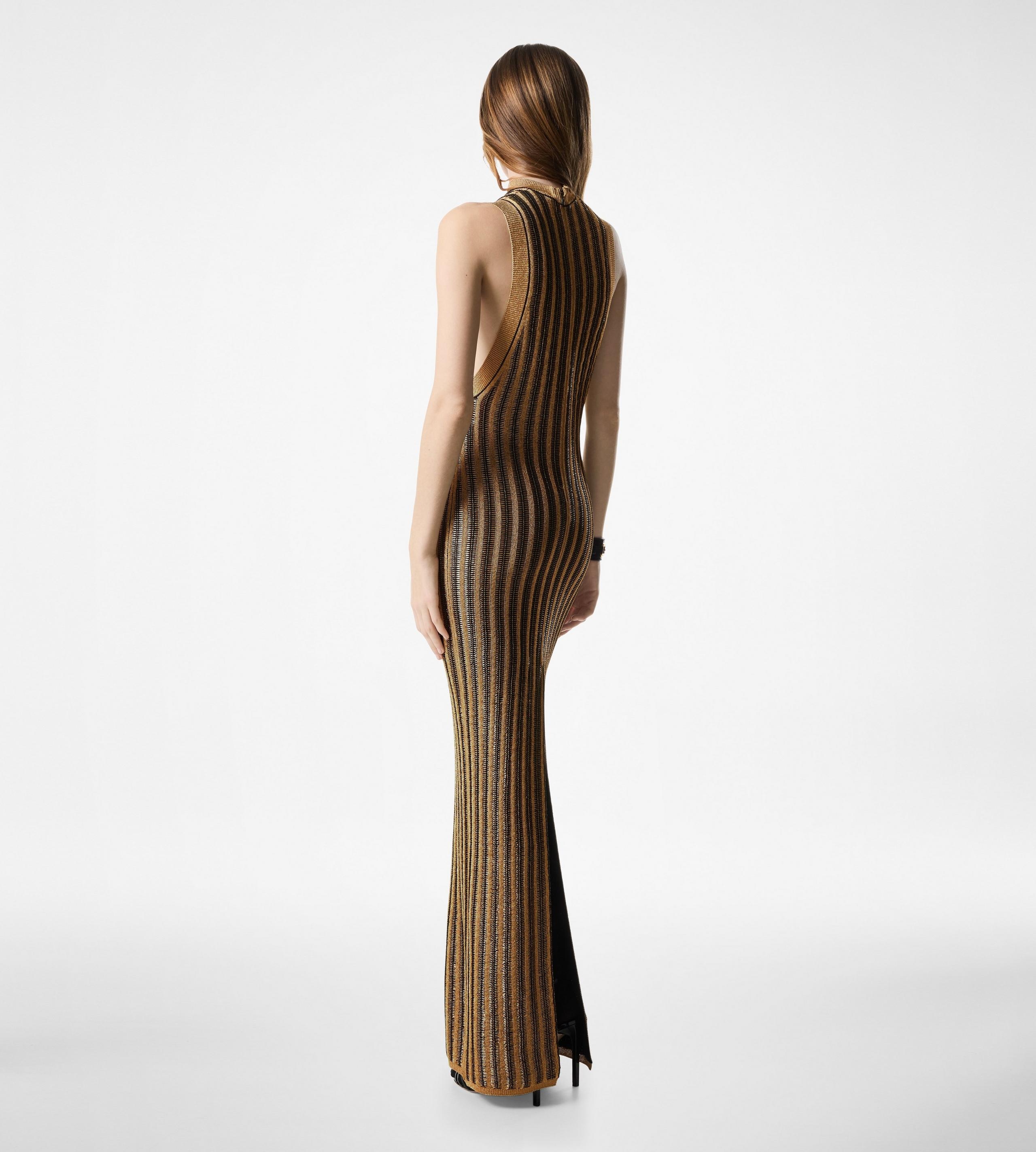 SLINKY VISCOSE AND WOOL RIB KNIT DRESS - 3