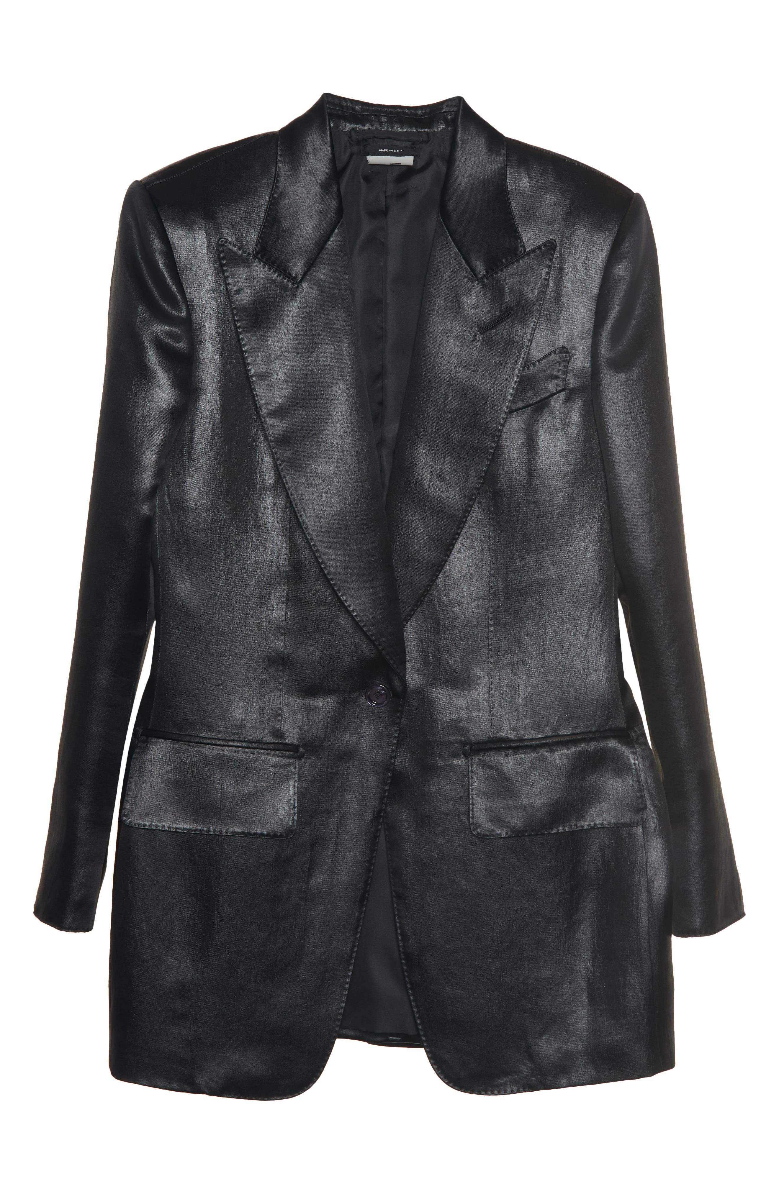 TOM FORD Bianca Single Breasted Liquid Satin Blazer in Black at Nordstrom - 7