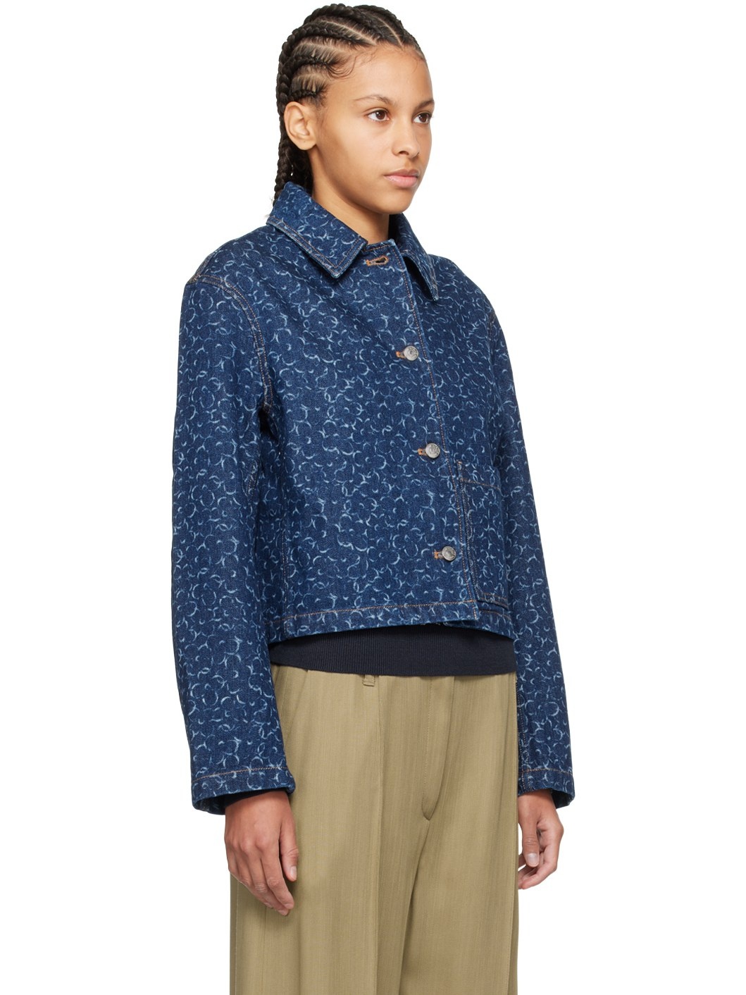 Navy Cropped Denim Jacket - 2