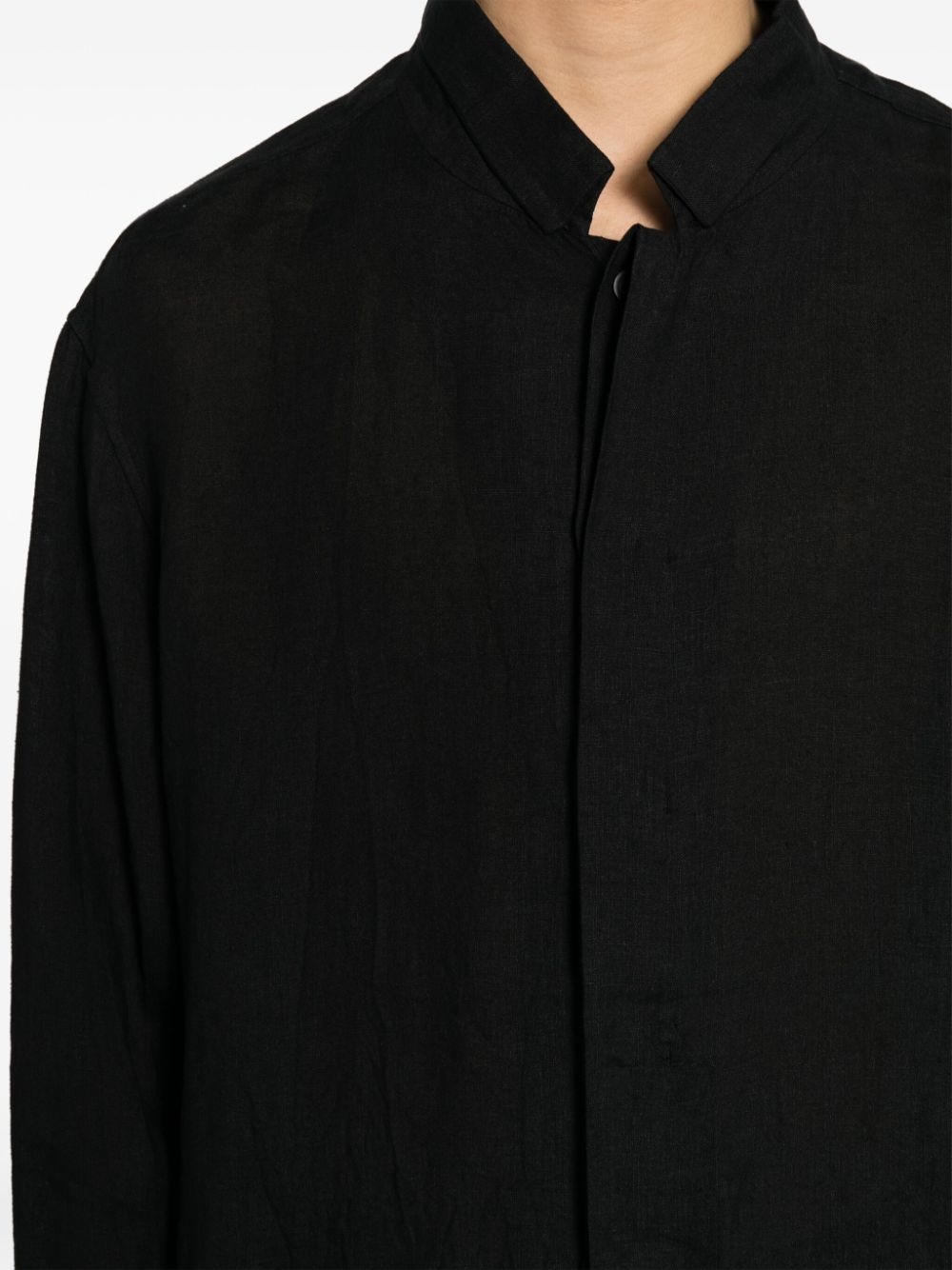 concealed-fastening virgin-wool shirt - 5
