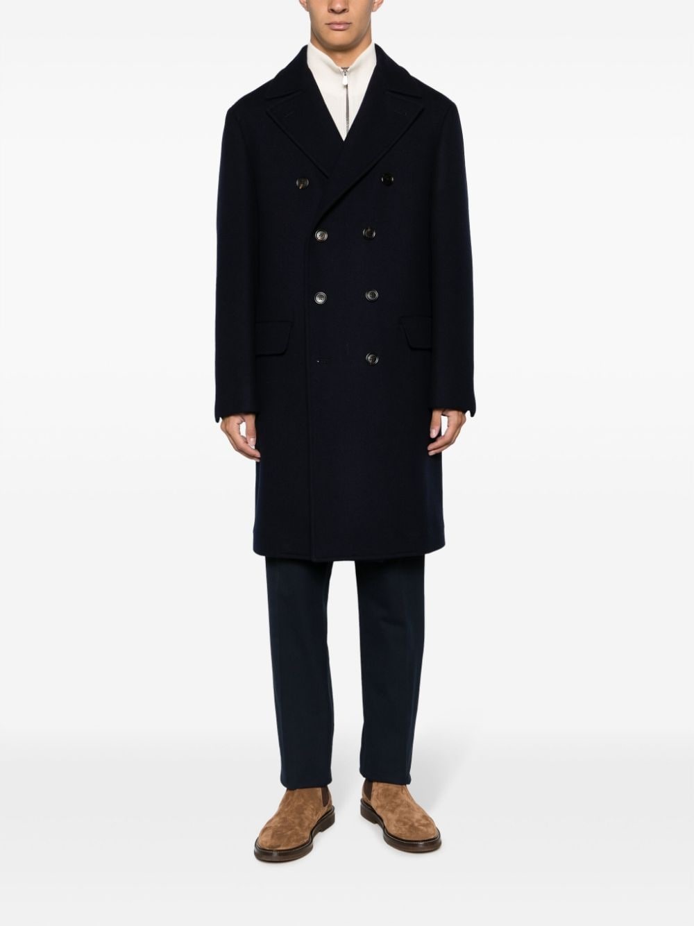 double-breasted wool-blend coat - 2