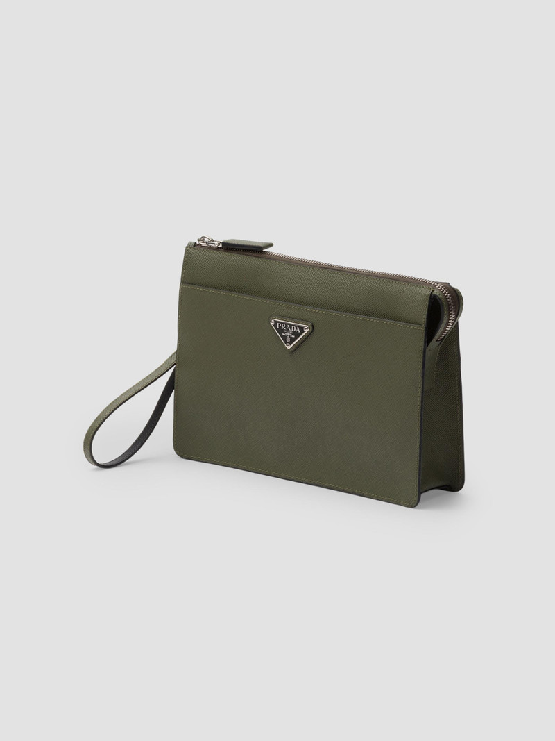Saffiano 사기질 삼각형 로고 zipped 클러치 4