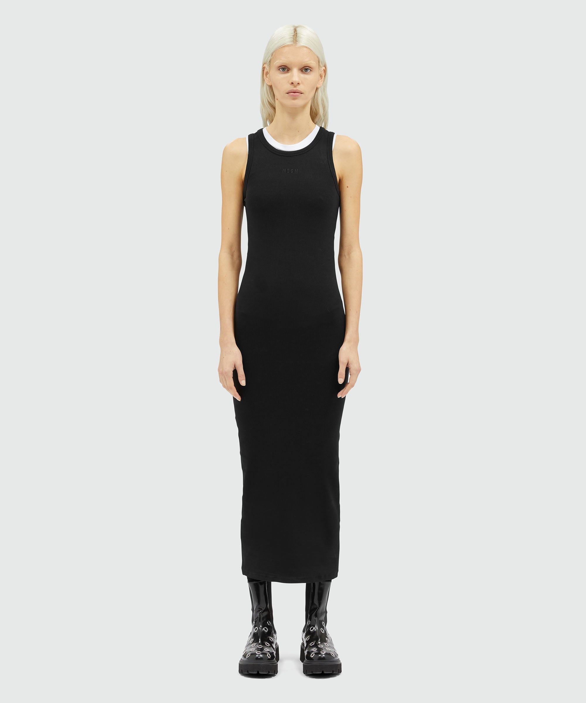 Ribbed cotton sleeveless dress - 2