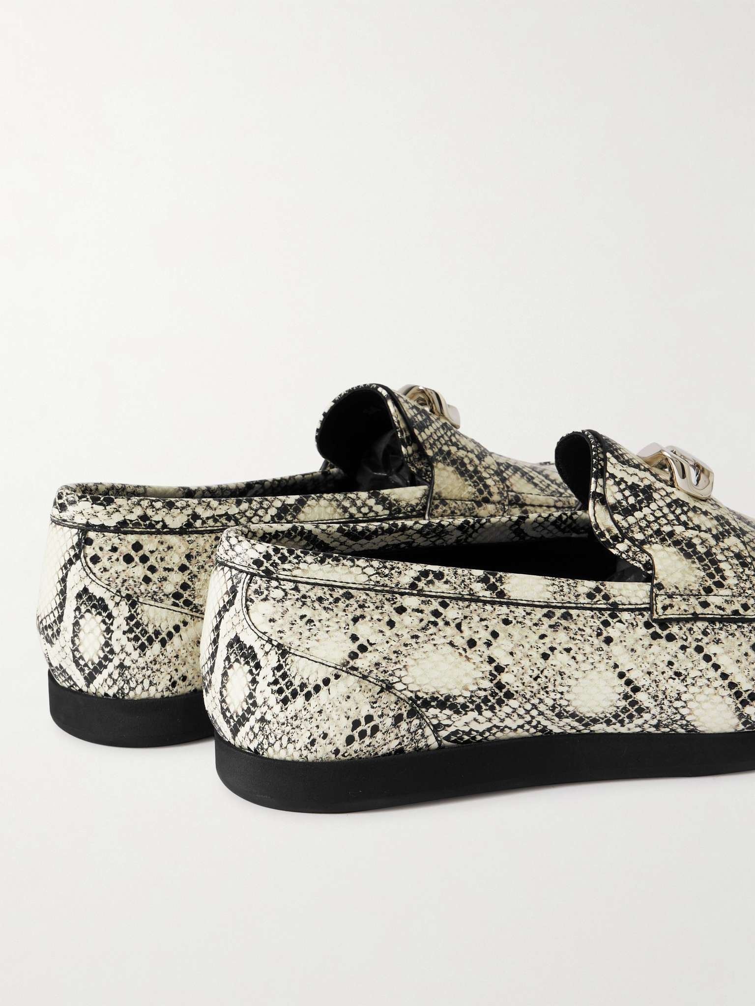 Logo-Embellished Snake-Effect Leather Loafers - 5