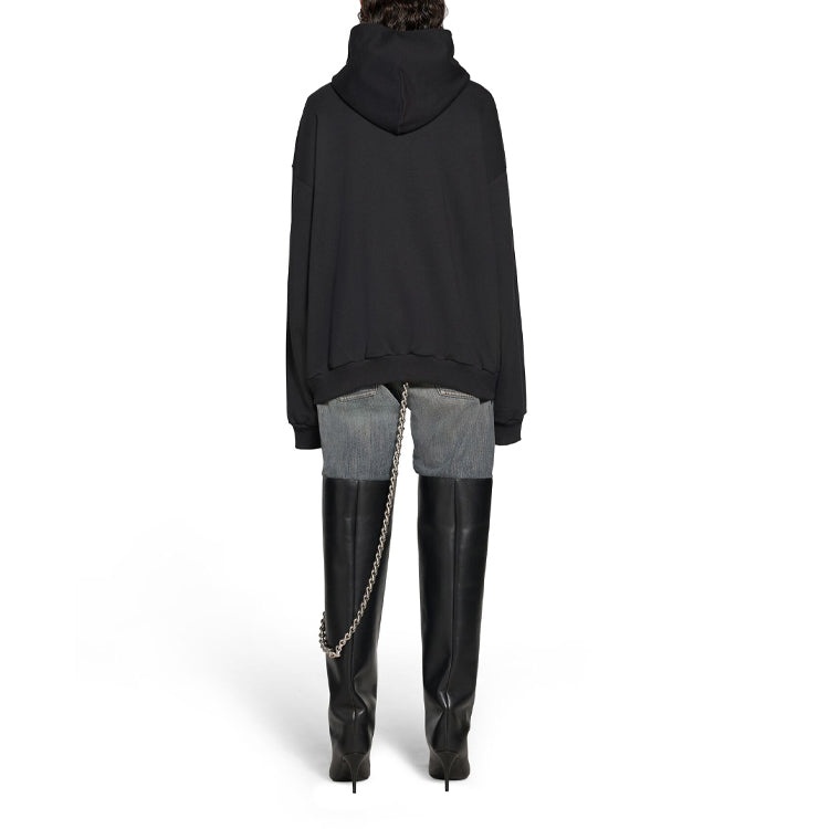 Balenciaga Sticky Note Zip-Up Hoodie Medium Fit 'Black Faded' 744457TOVD31055 - 4