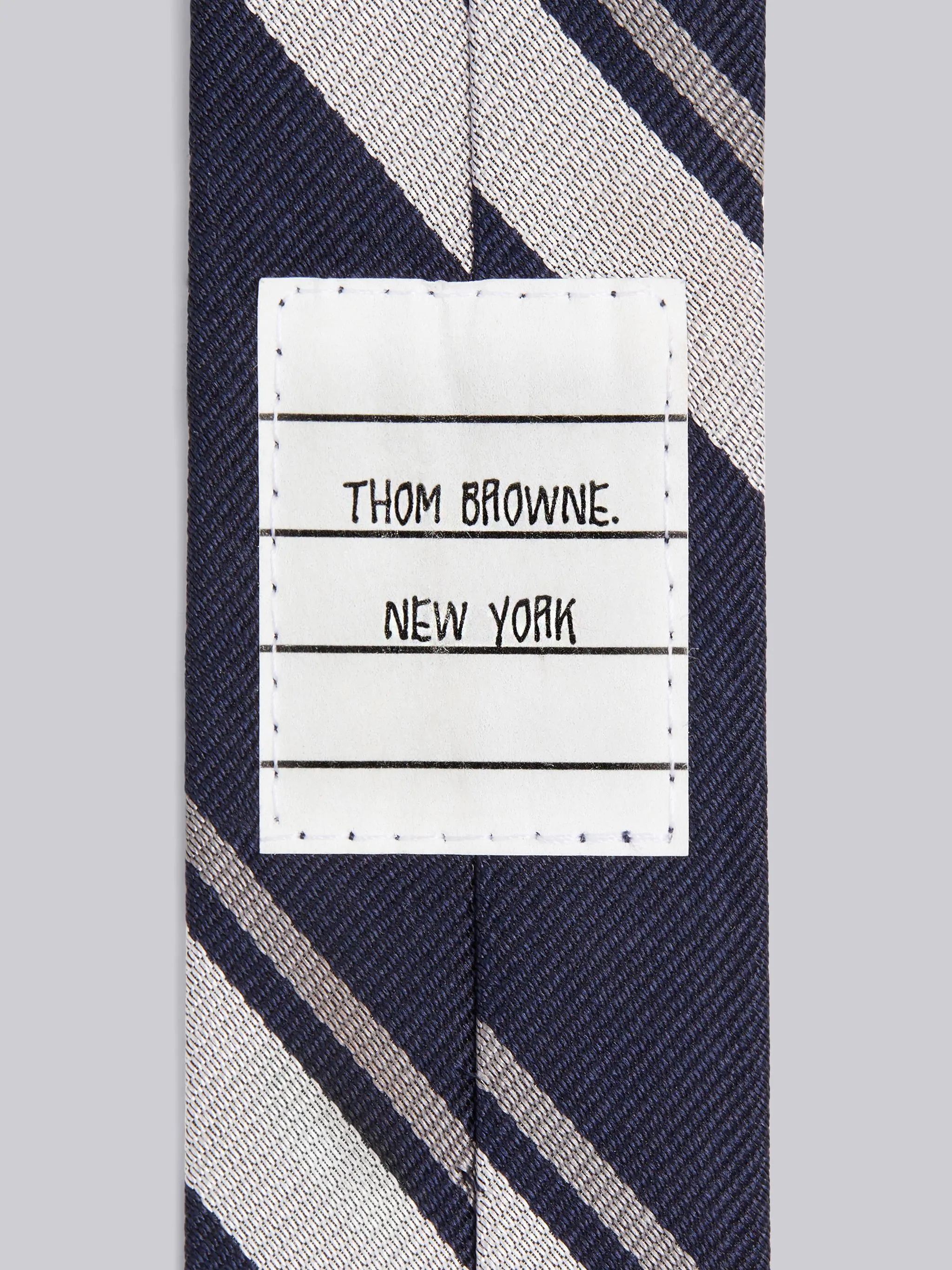 Navy Silk Jacquard Tricolor Bold Repp Stripe Tiger Icon Classic Tie - 2