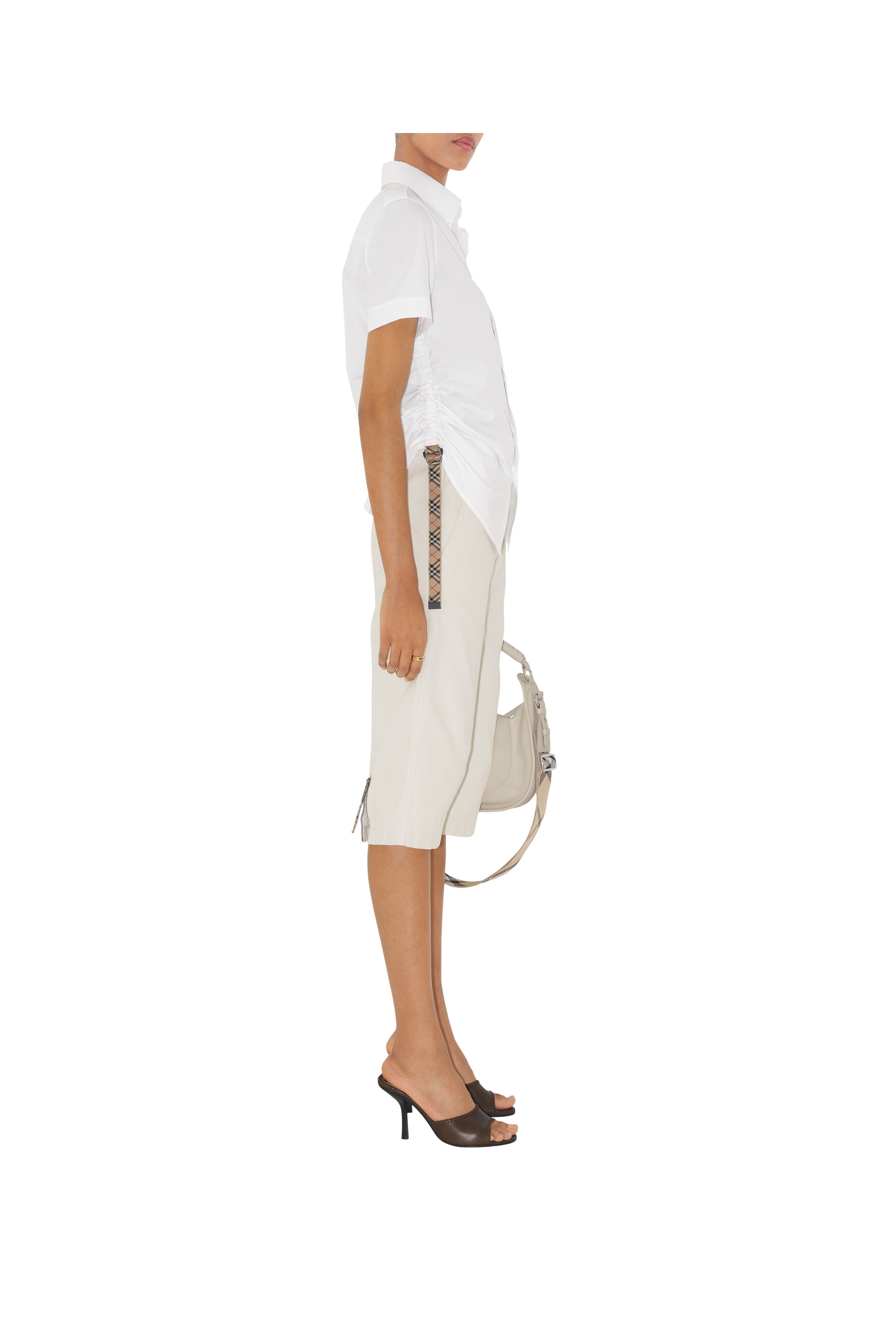 burberry Check Trim Cotton Shirt in Optic White at Nordstrom - 3