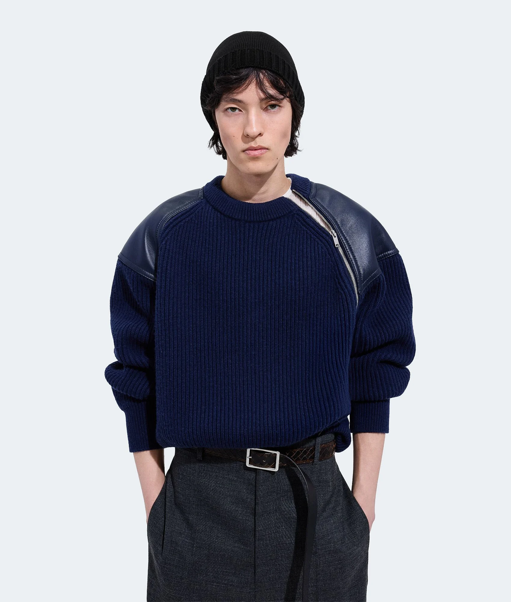 Wool and Cashmere English Rib Sweater - 1