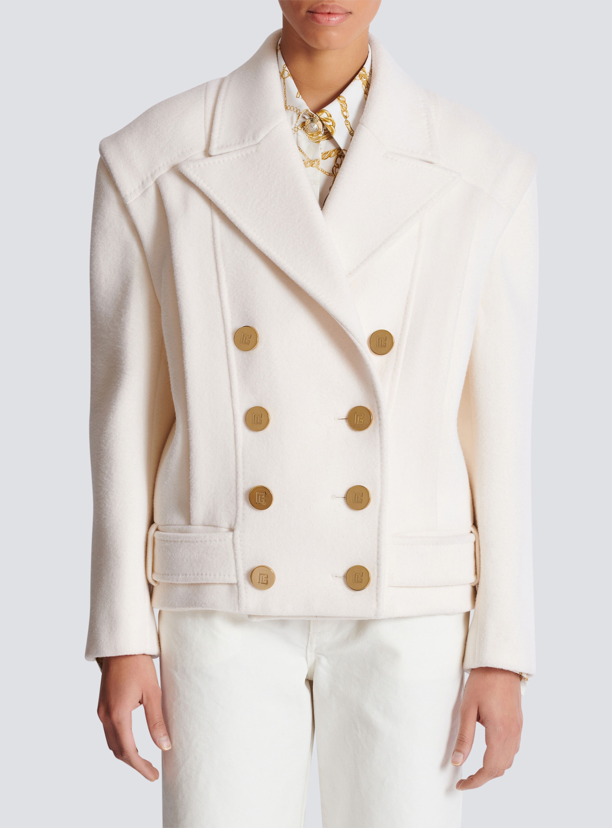 Cropped cashmere reefer jacket - 5