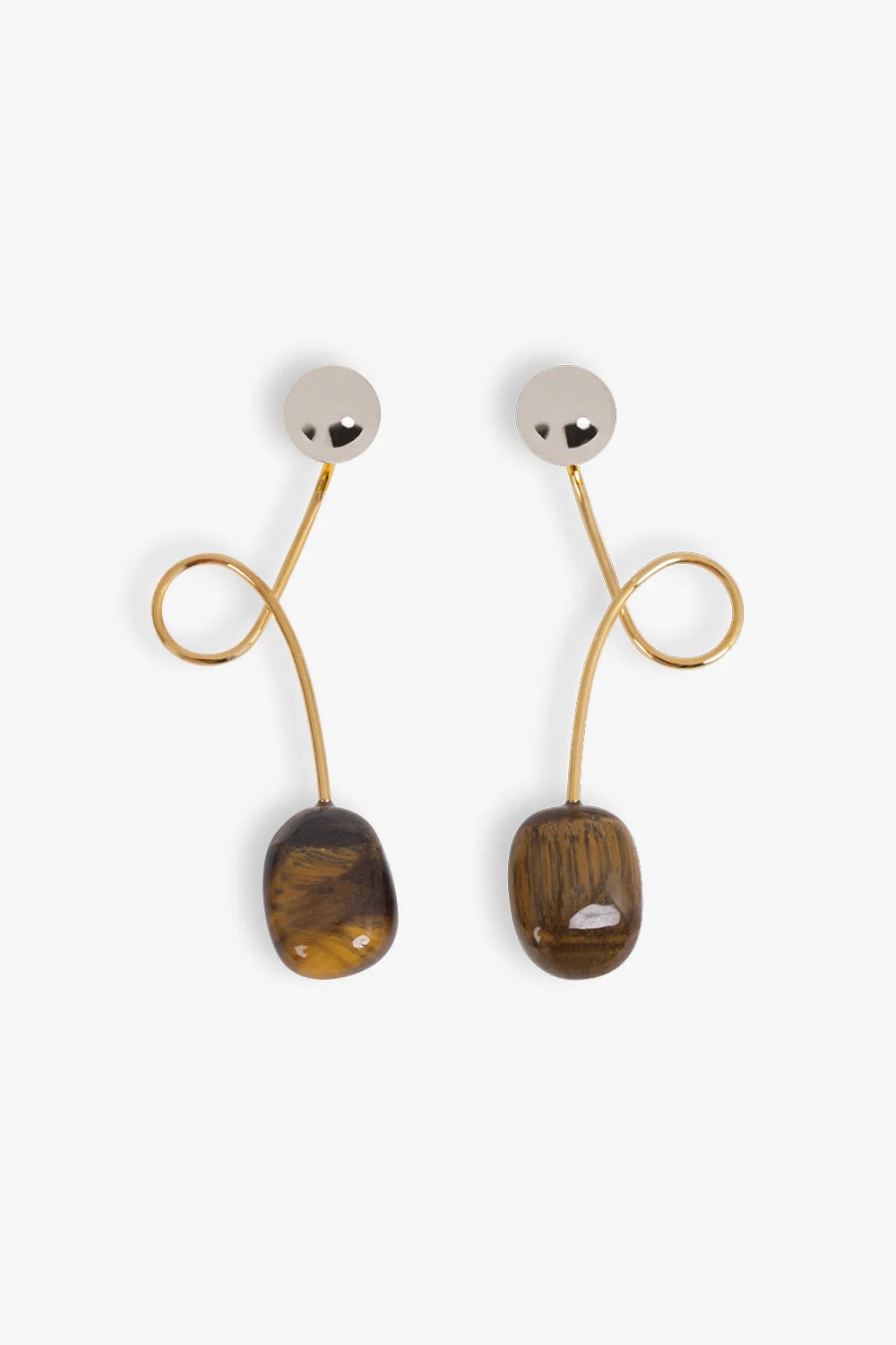 SWIRL STONE DROP EARRINGS | TIGER-EYE - 1