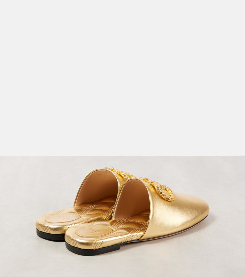 Valentino VLogo Signature metallic leather slippers outlook