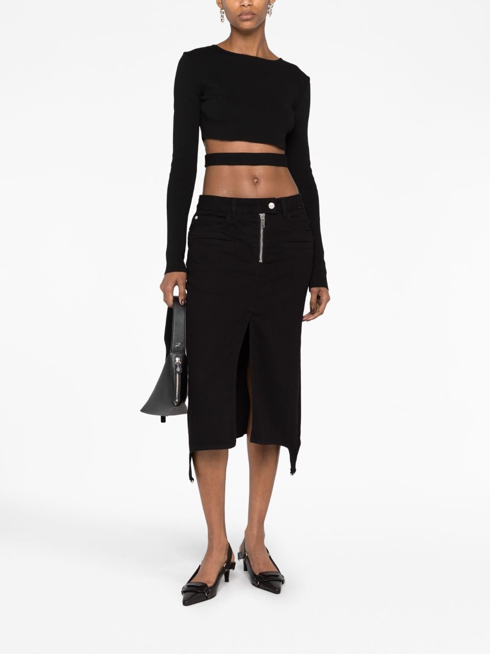asymmetric zipped denim skirt - 2