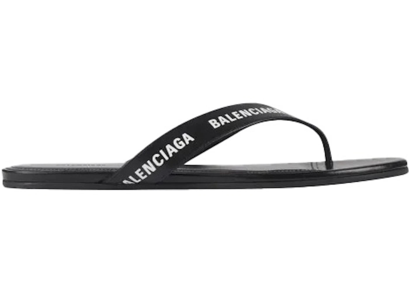 Balenciaga Logo Flip Flops Black White (Women's) - 1
