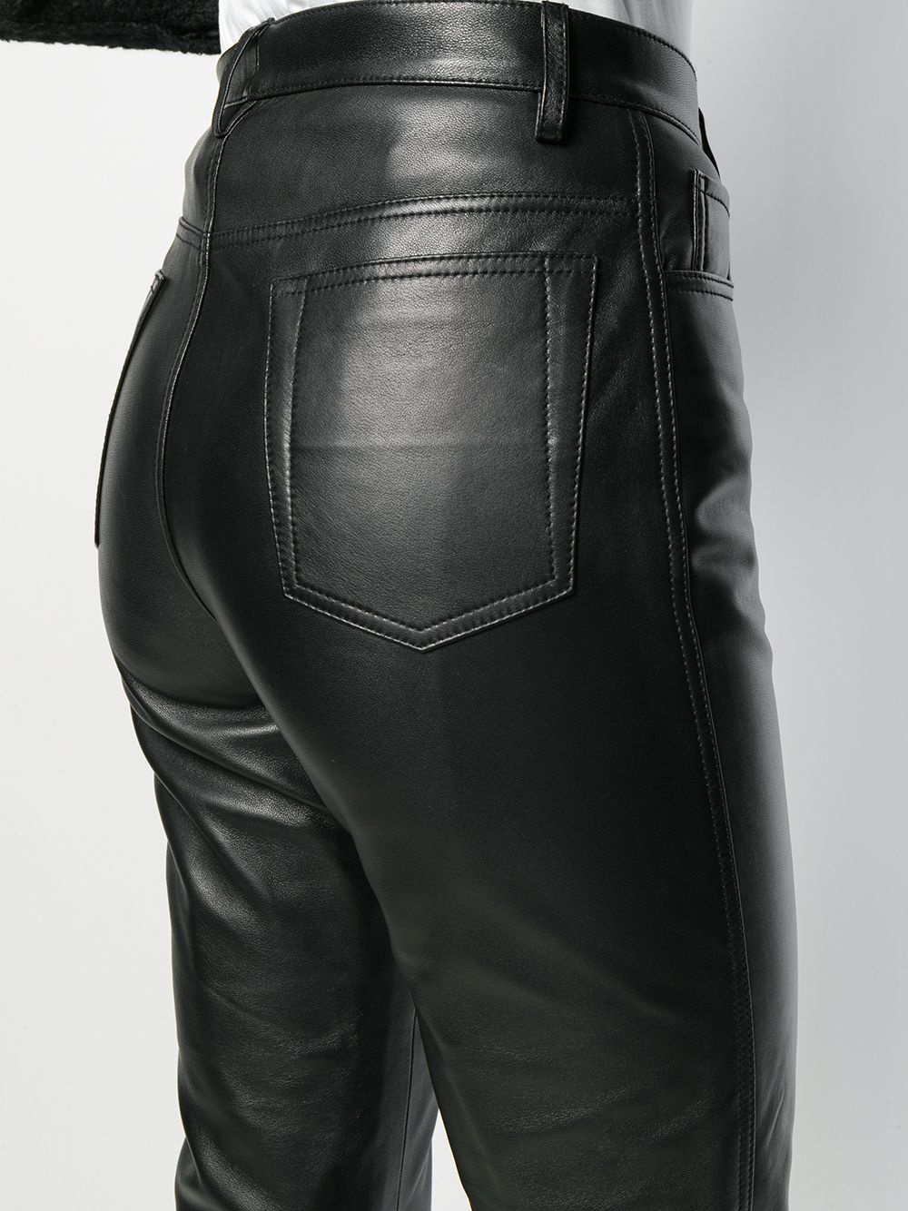 slim-fit leather trousers - 5