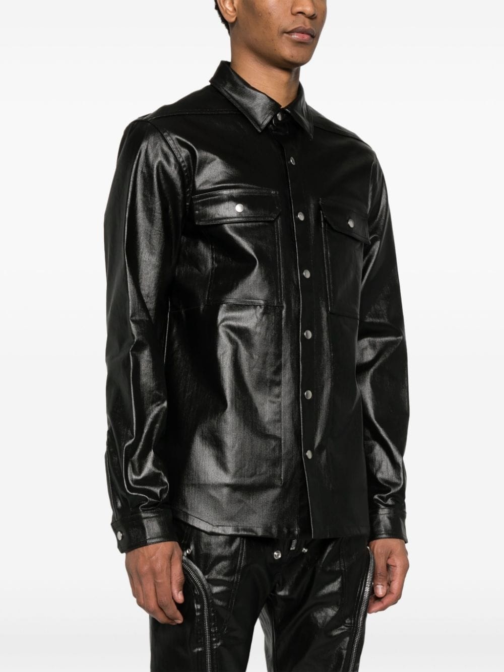 coated denim shirt jacket - 3