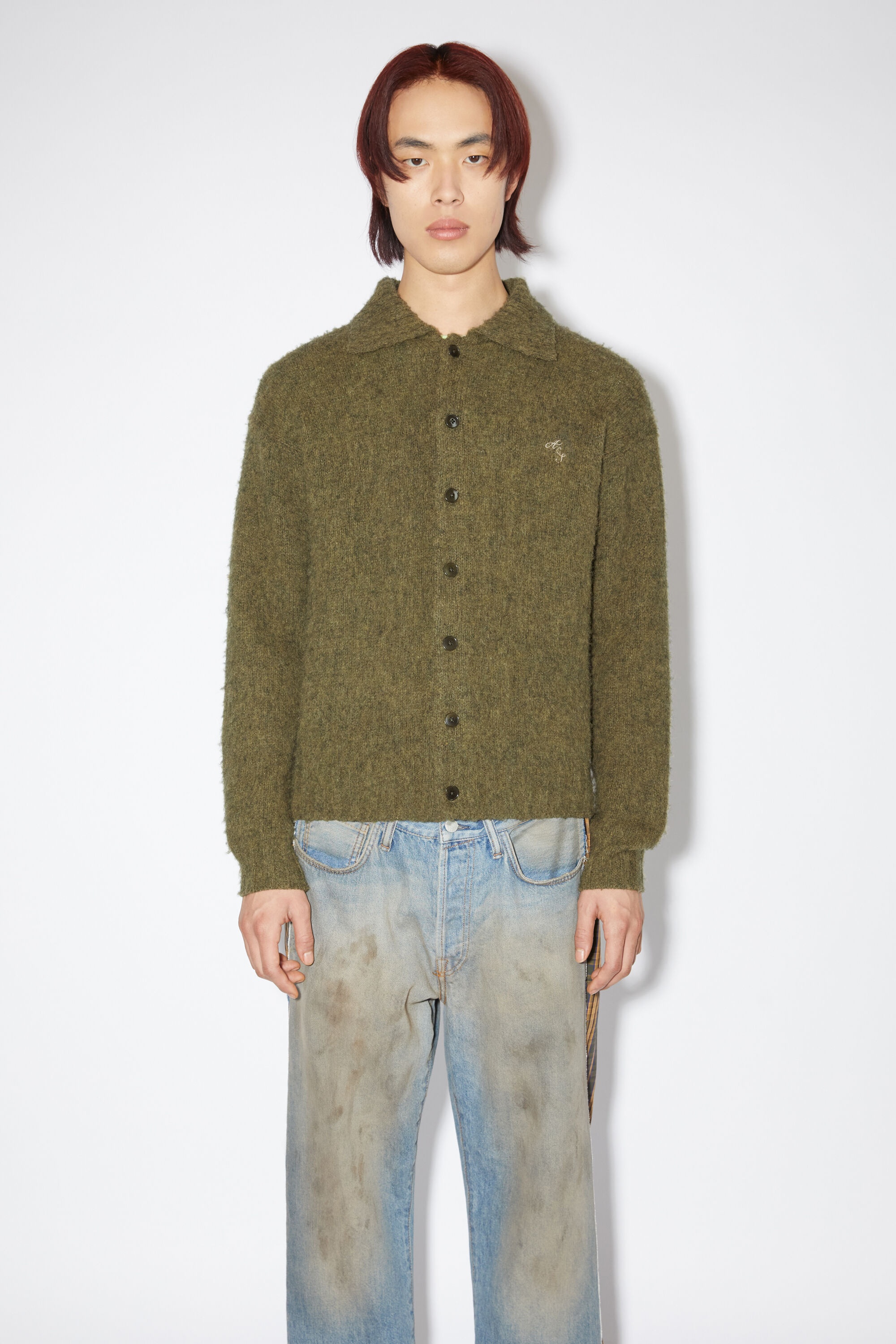 Polo wool cardigan - Dark Olive - 2