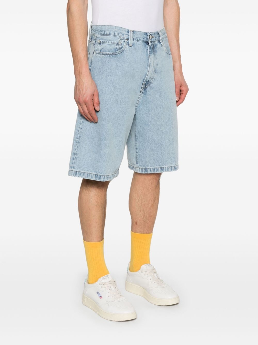 logo-detail denim shorts - 3