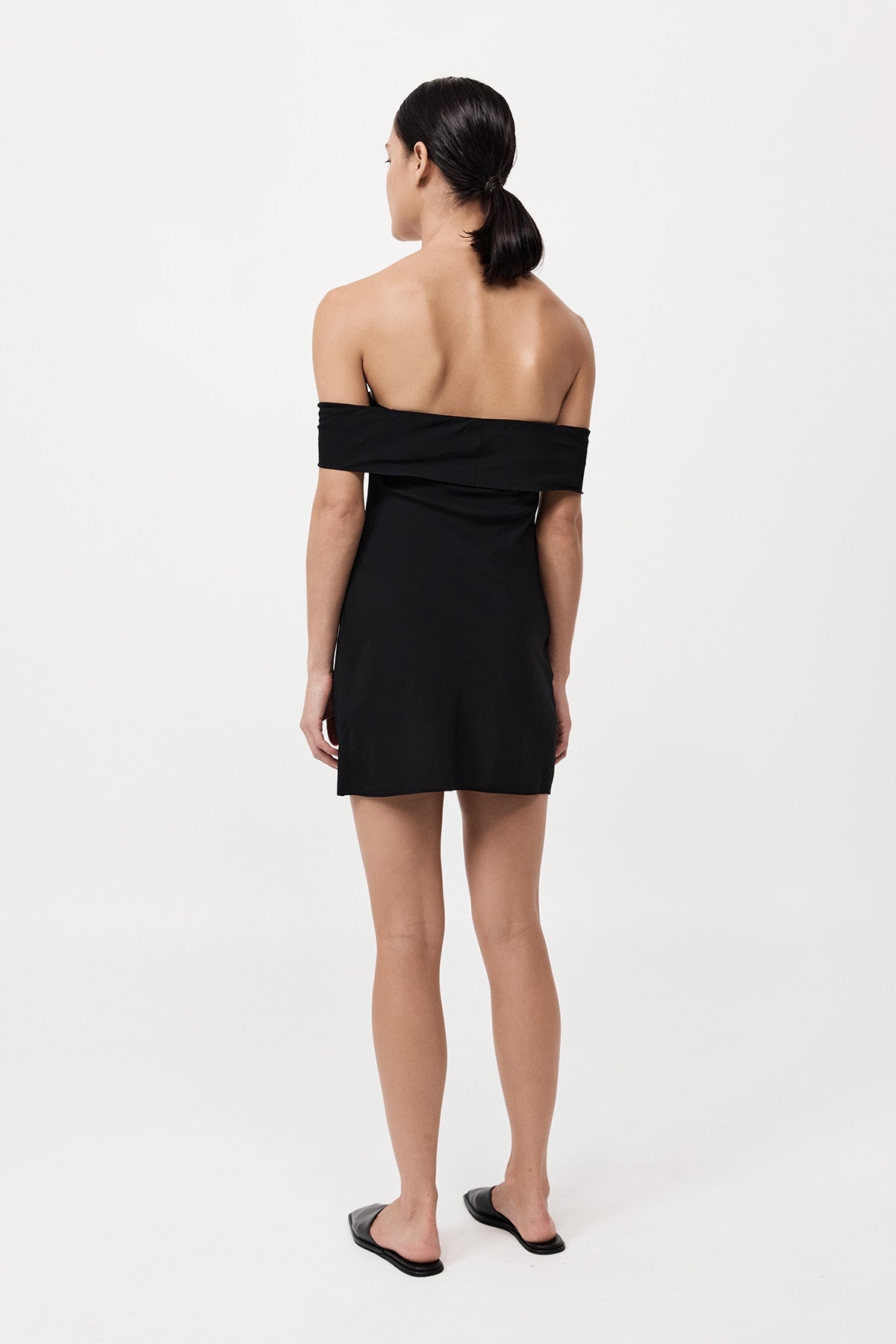 Off Shoulder Mini Dress - Black - 4