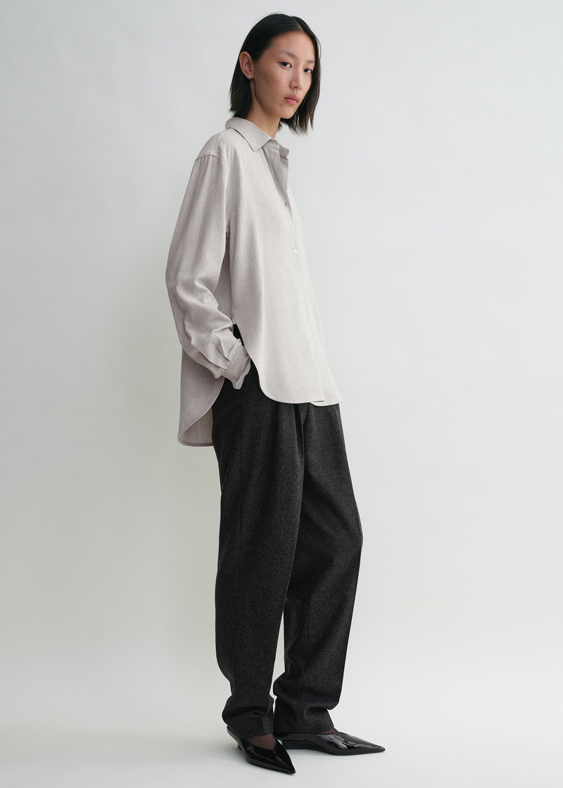 Totême Fluid viscose-blend shirt pale grey mélange outlook