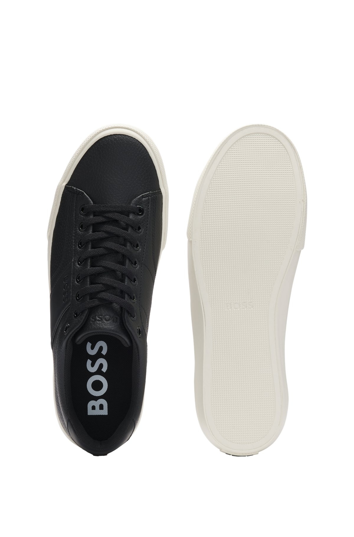 FAUX-LEATHER TRAINERS WITH PLAIN AND GRAINED TEXTURES - 4