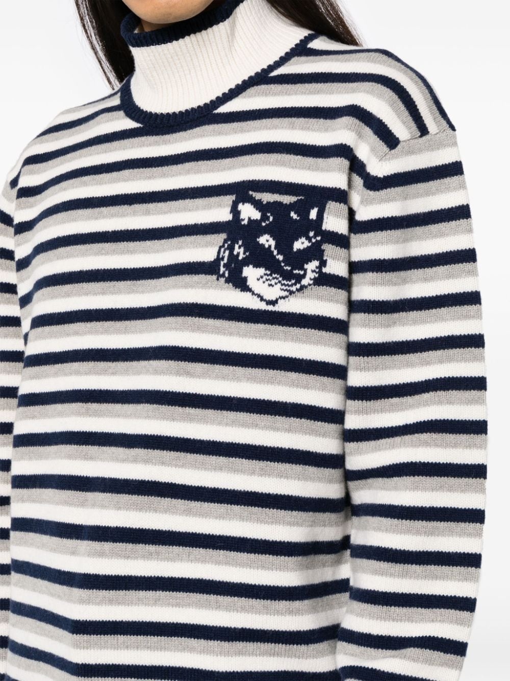 fox head intarsia striped jumper - 5