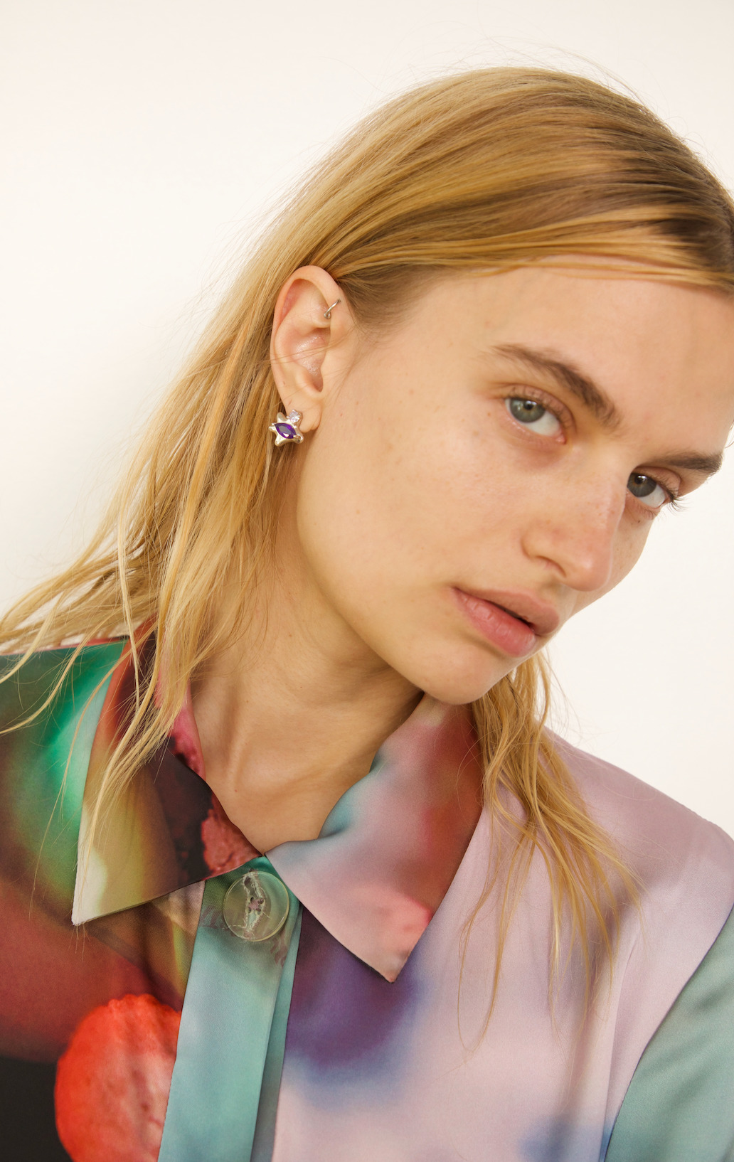 OLIVE AMETHYST STELLA STUDS - 2