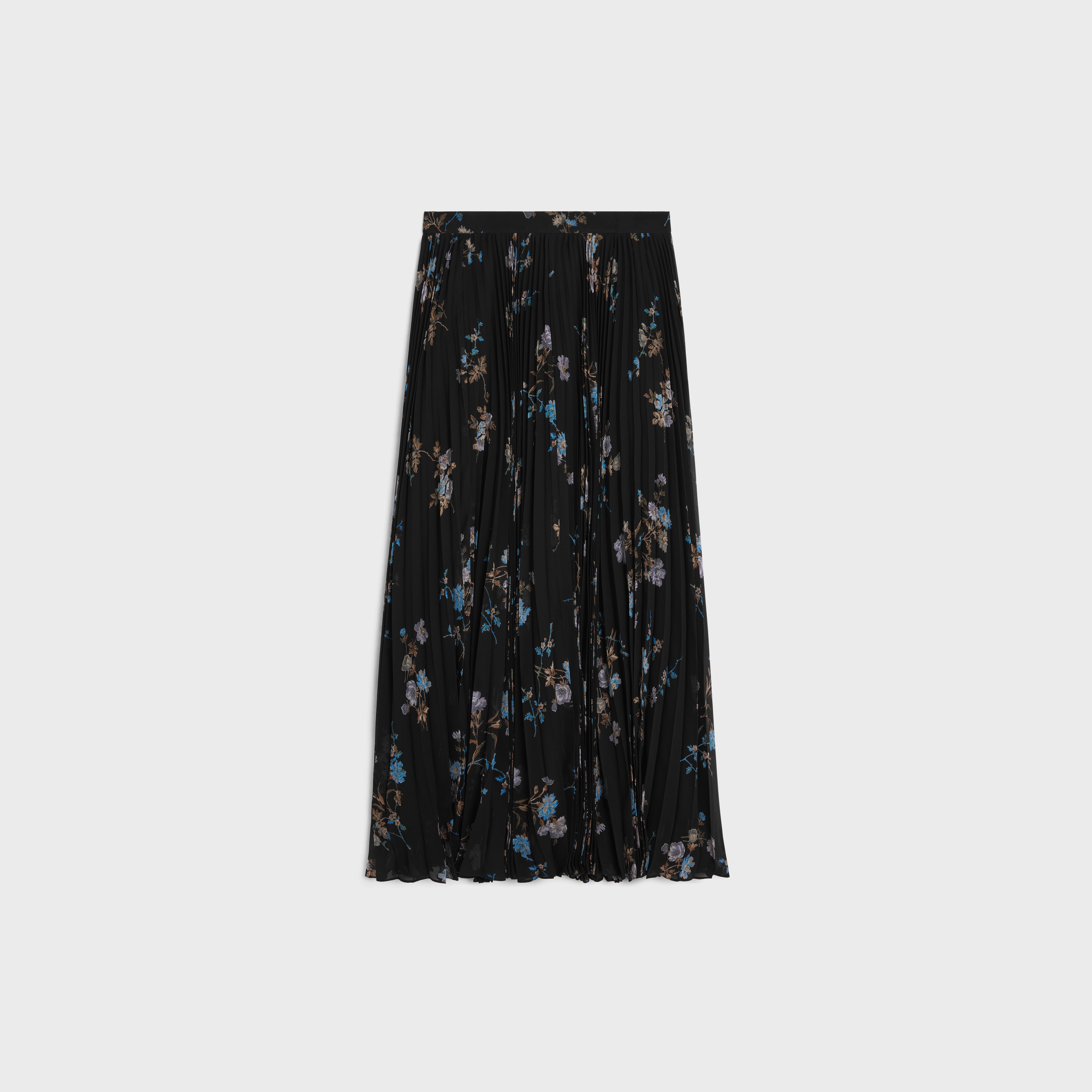 skirt with sunburst pleats in silk georgette - 1