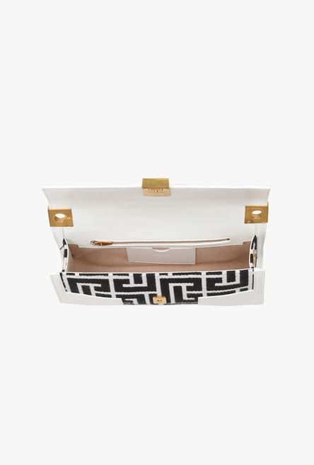 Bicolor jacquard 1945 clutch bag with white and black leather panel - 5