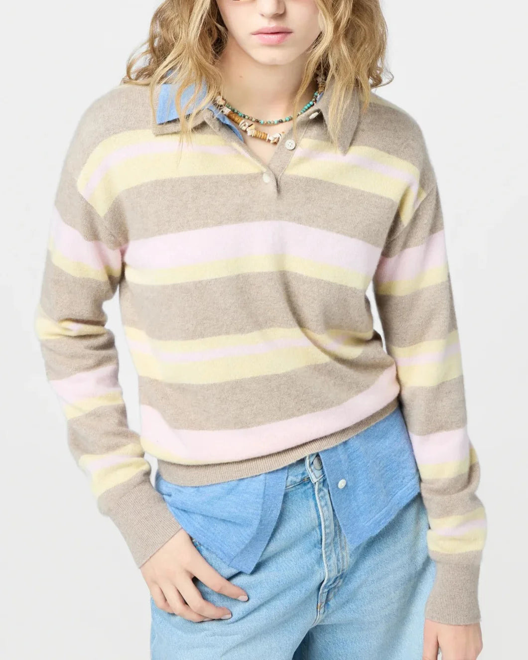 COLLEGIATE STRIPE POLO TAUPE COMBO - 5