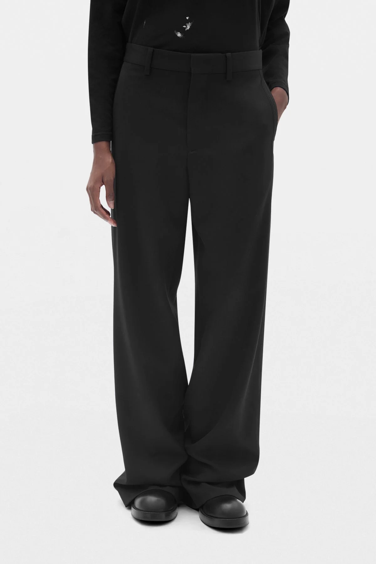 Viola Flared Leg Loose Trousers with Double Side Bands - 1