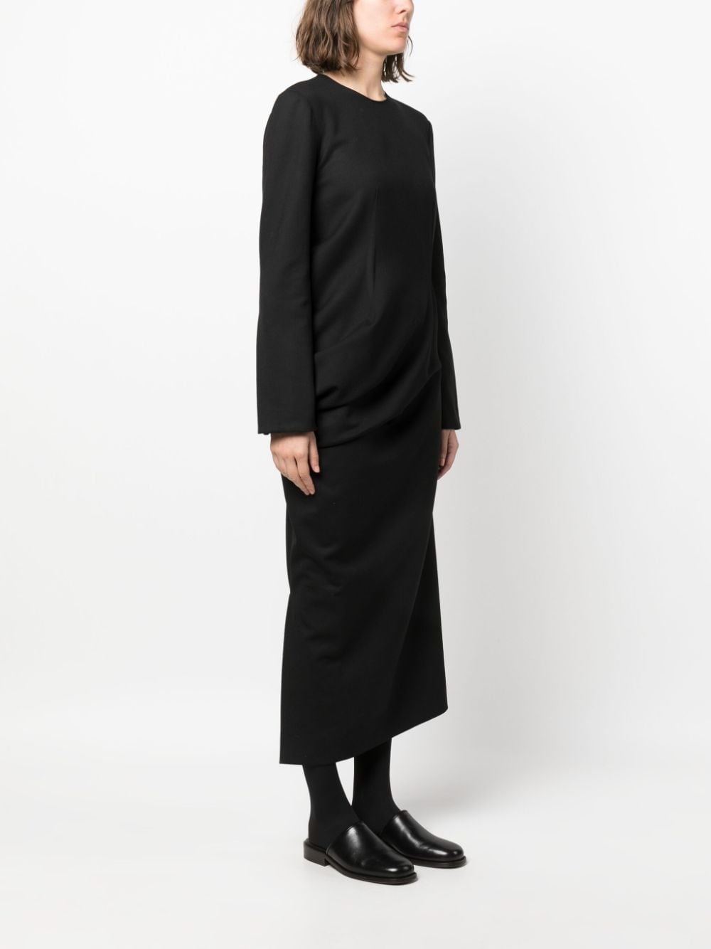 gathered-detailing long-sleeved shift dress - 3