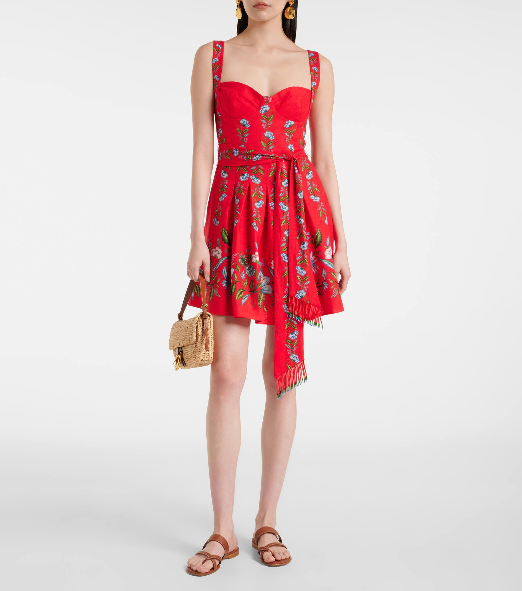 Sweet Bloom Bouquet linen-blend minidress - 2