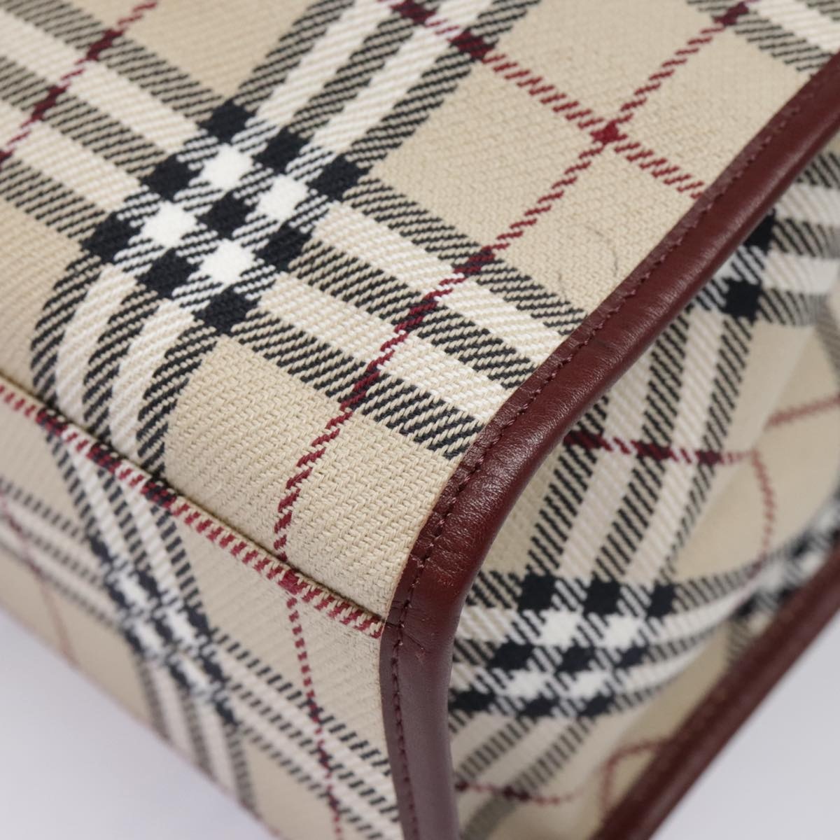 Burberry Nova Check Blue Label Tote Bag Canvas Beige Red Brown Silver - 15