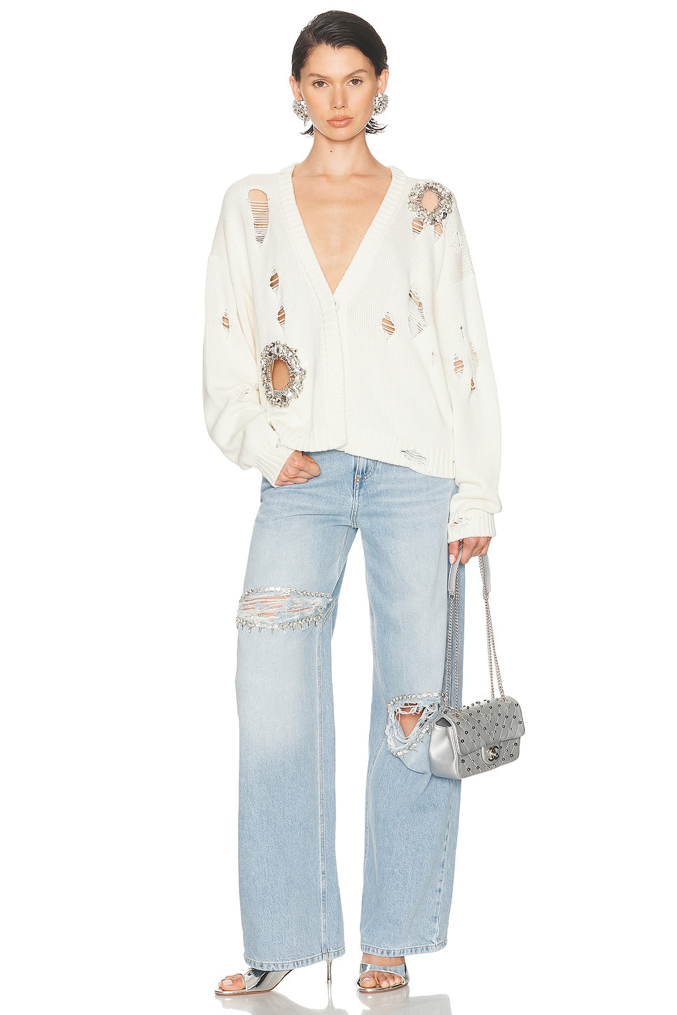 Distressed Crystal Cardigan - 5