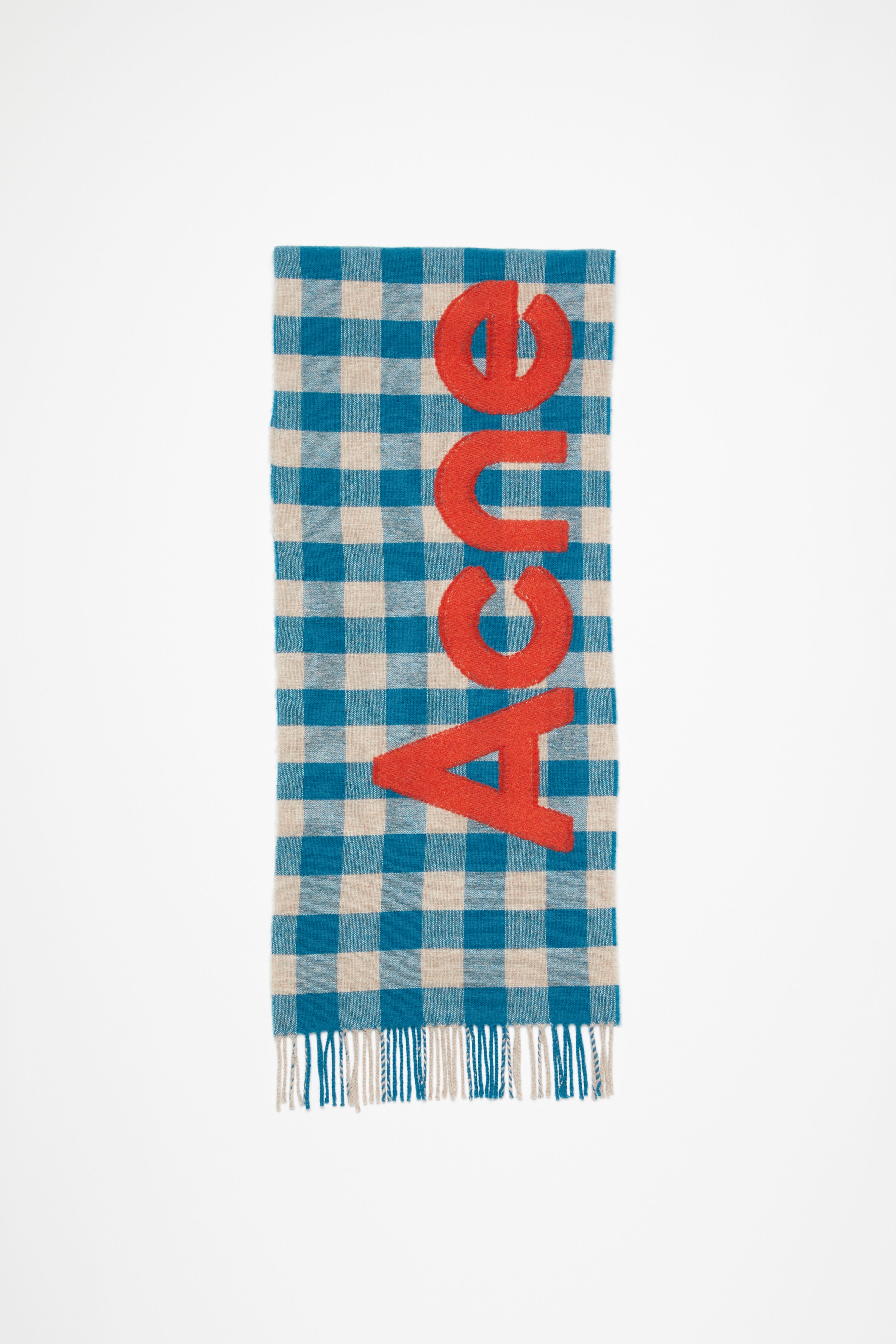 Check logo scarf - Turquoise blue/orange - 1