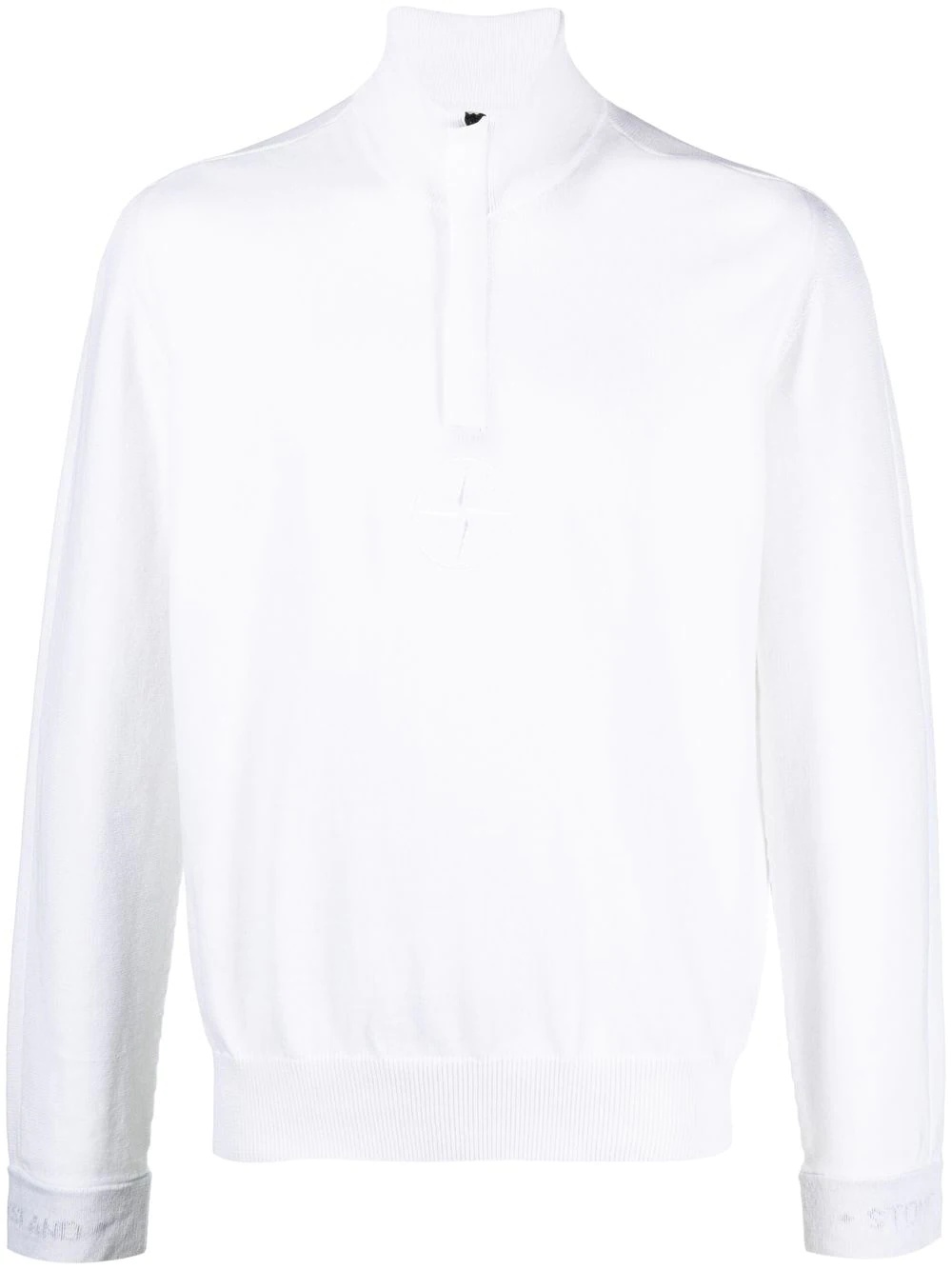 Compass-embroidered zip-up jumper - 1