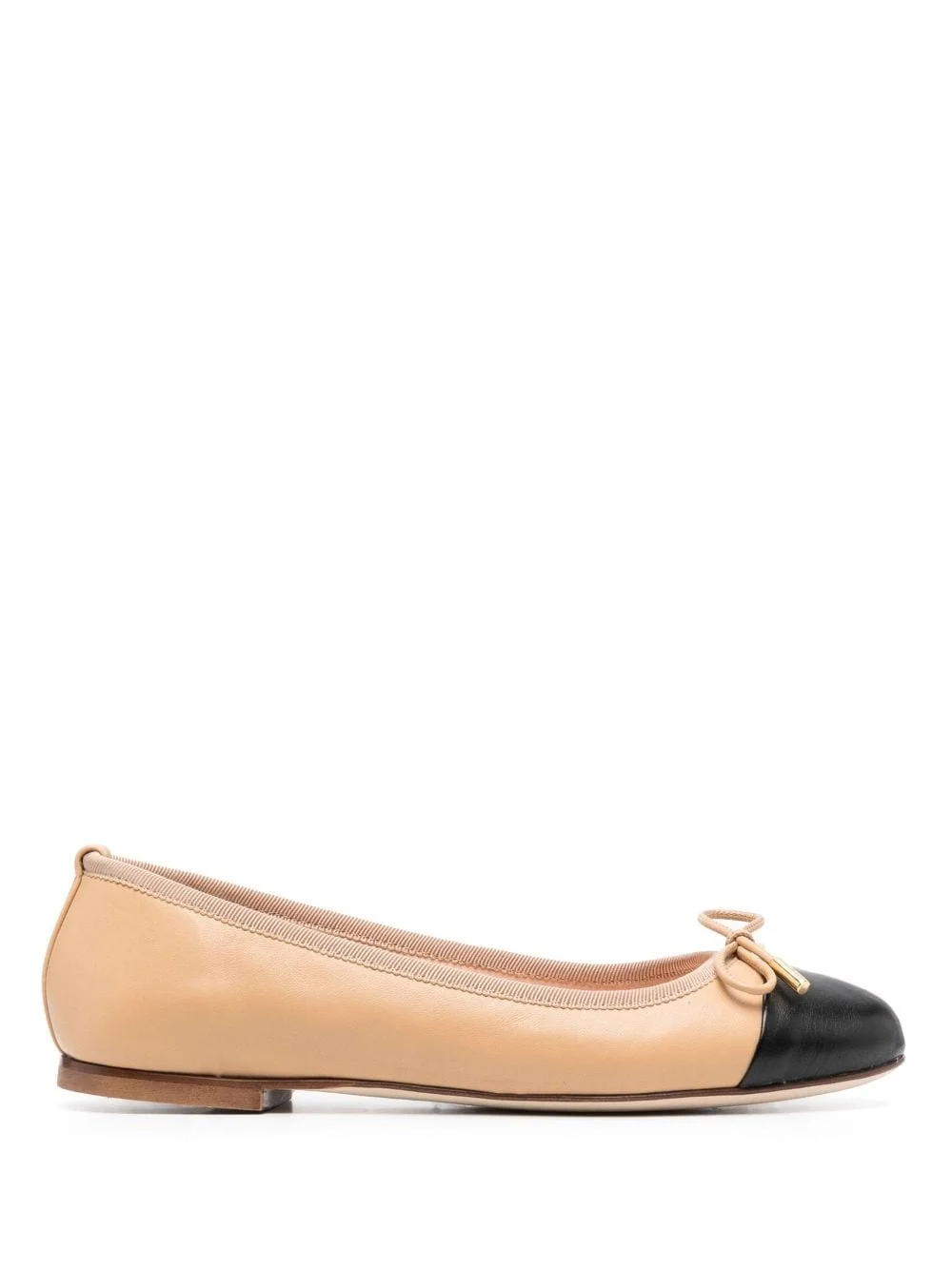 contrasting-toecap leather ballerina shoes - 1
