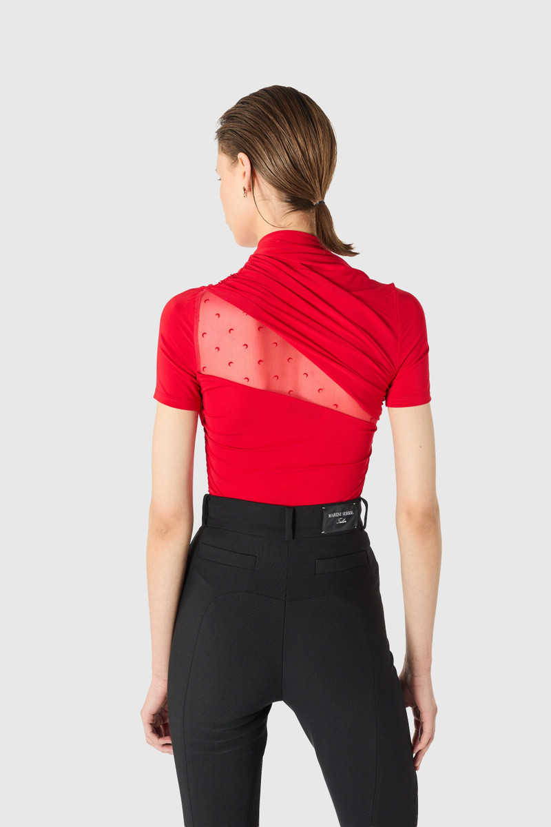 Draped jersey and plumetis top 6