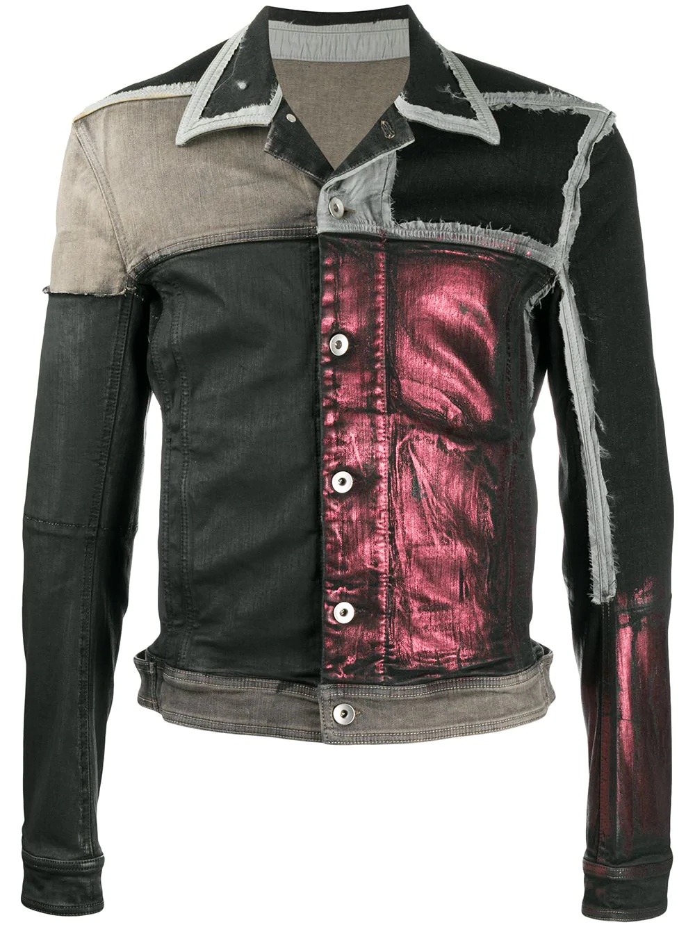 cropped faux-leather worker jacket - 1