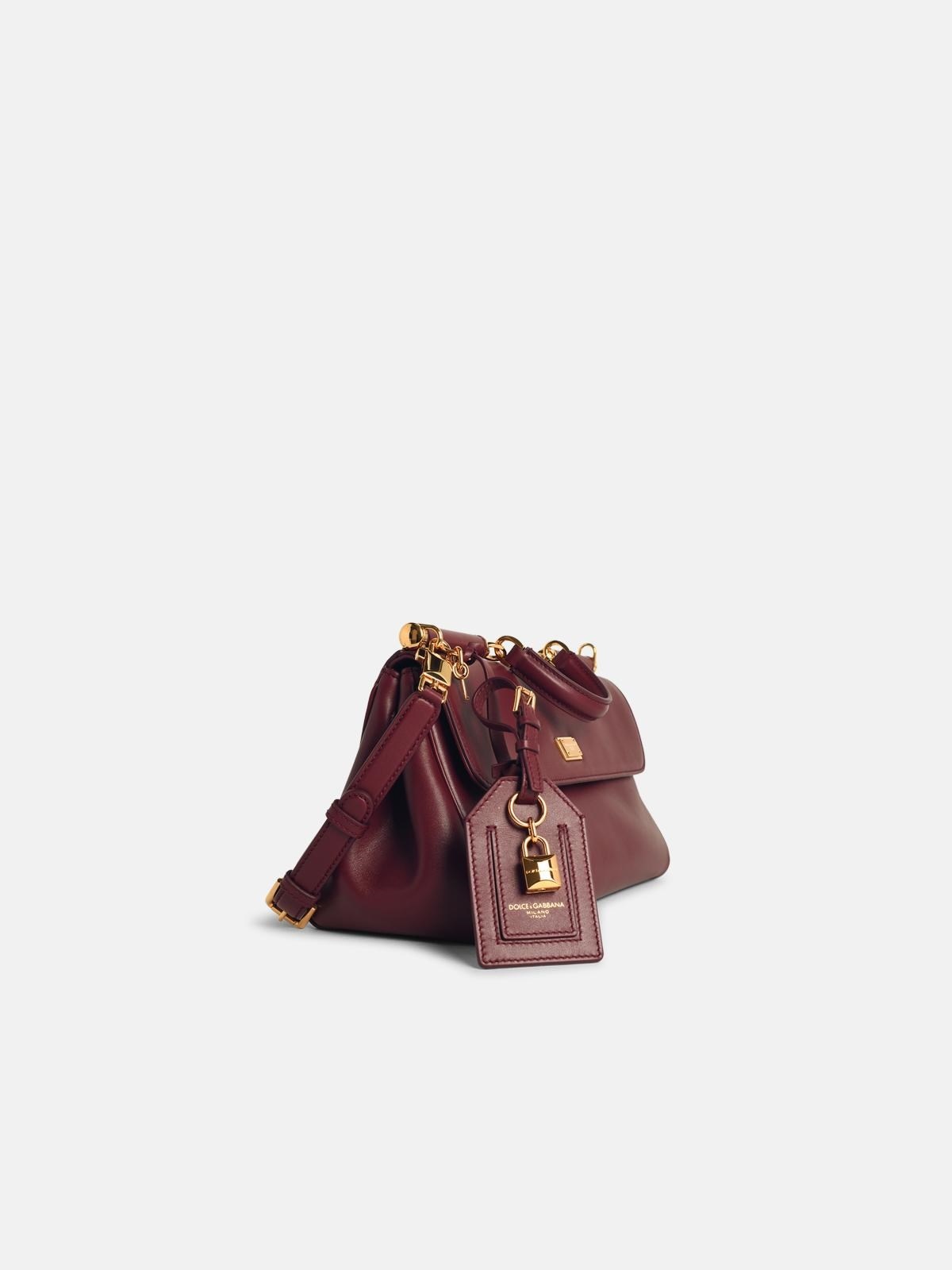 'MY SICILY' BURGUNDY 'PLONGÉ' CALF LEATHER HANDBAG - 2