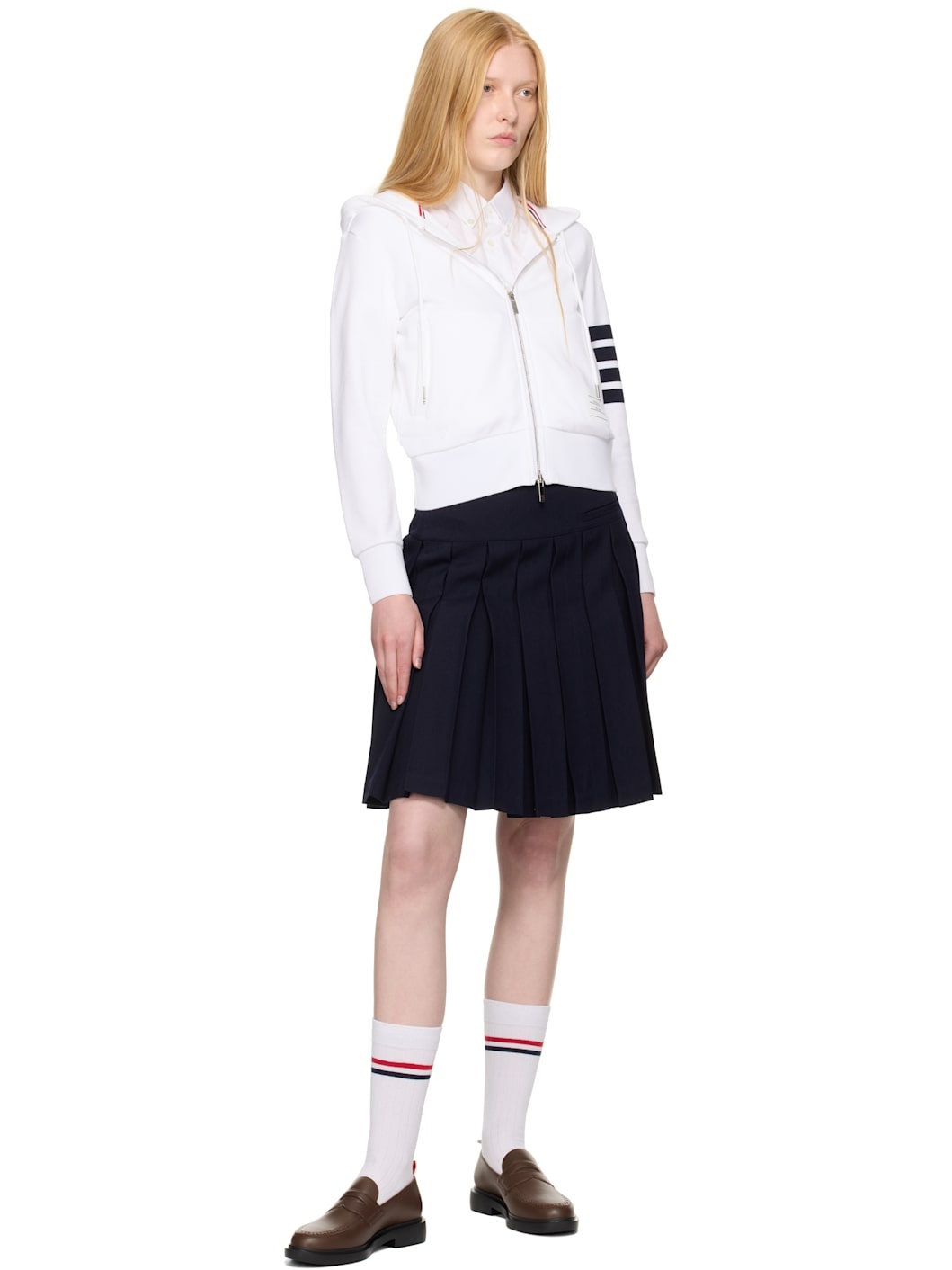 White Classic Zip Up Hoodie - 4