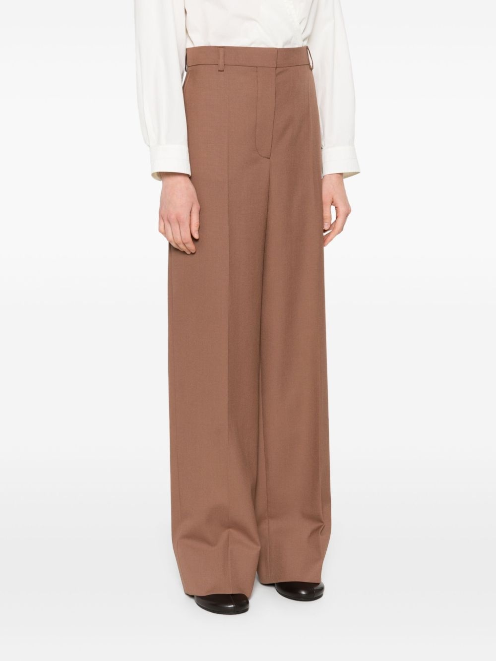wool straight-leg trousers - 3