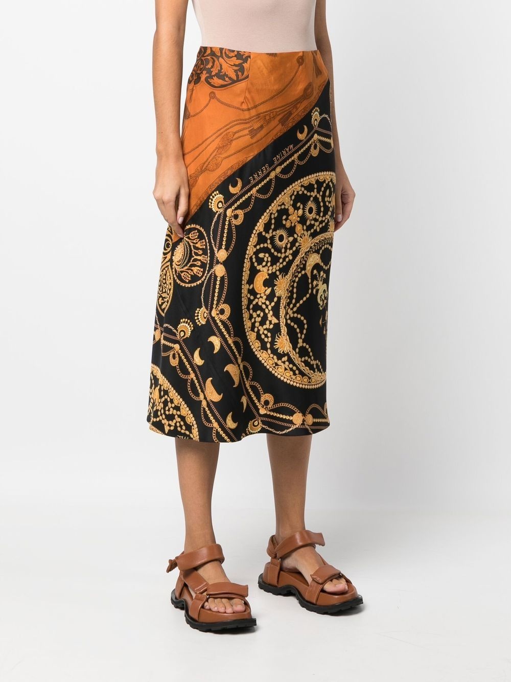 regenerated jewellery-print silk skirt - 3