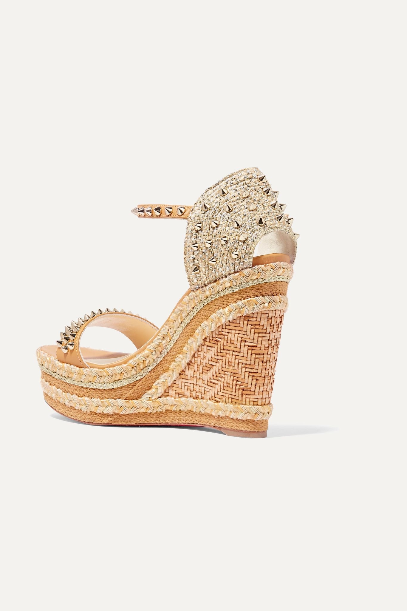 Madmonica 120 spiked raffia and leather espadrille wedge sandals - 4