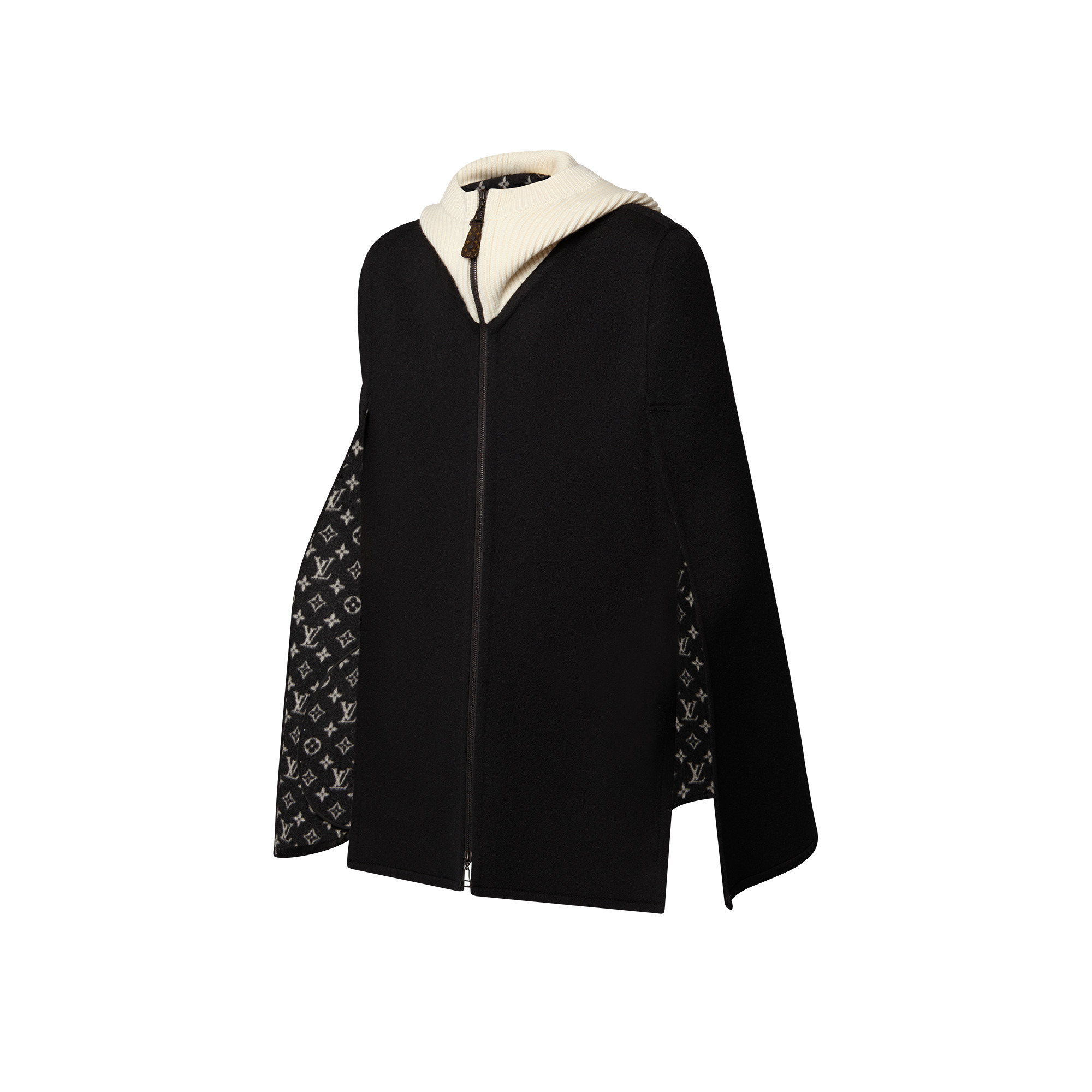 Ribbed Hood Double Face Cape - 2