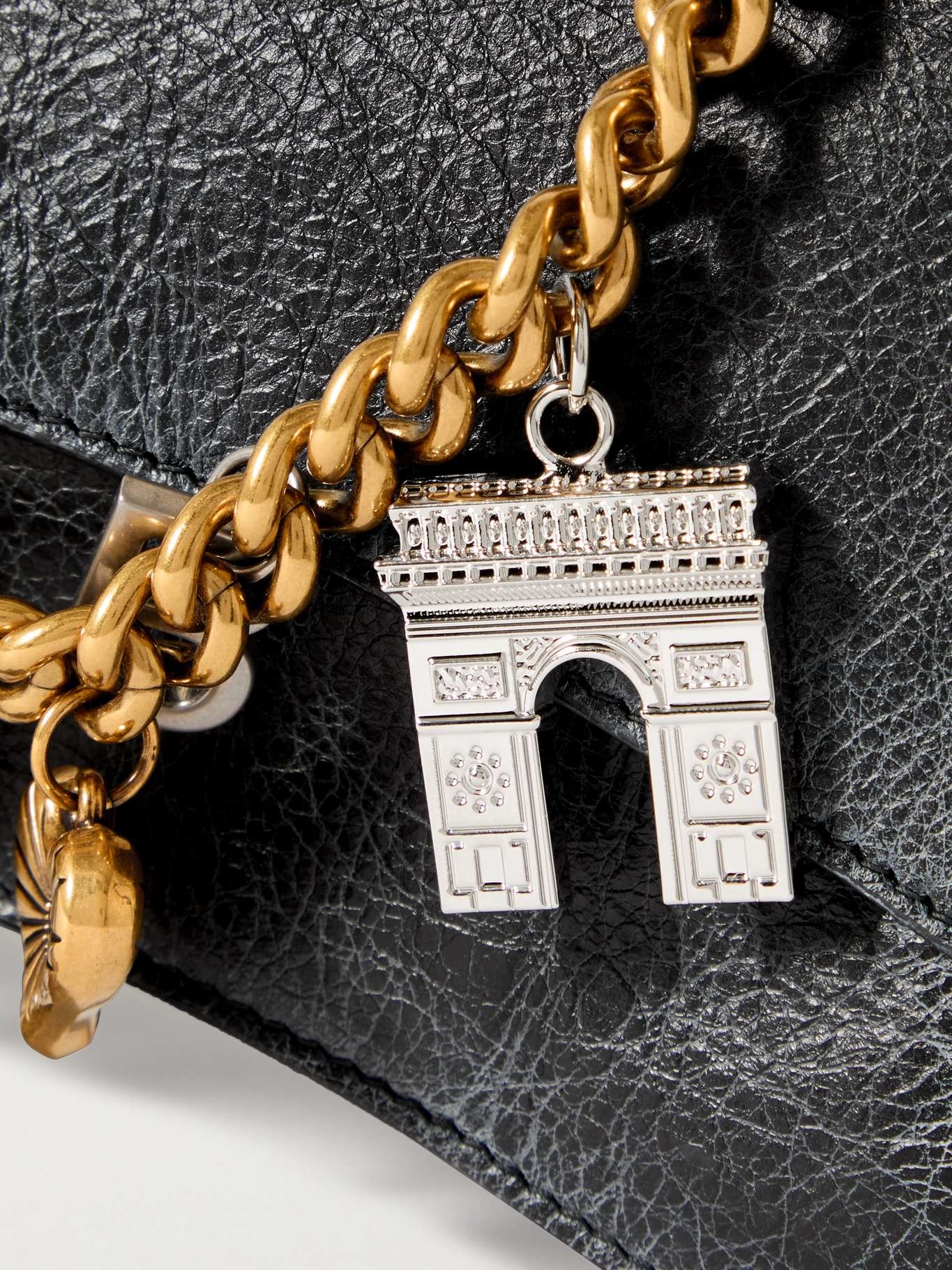 Crush embellished crinkled-leather shoulder bag - 4