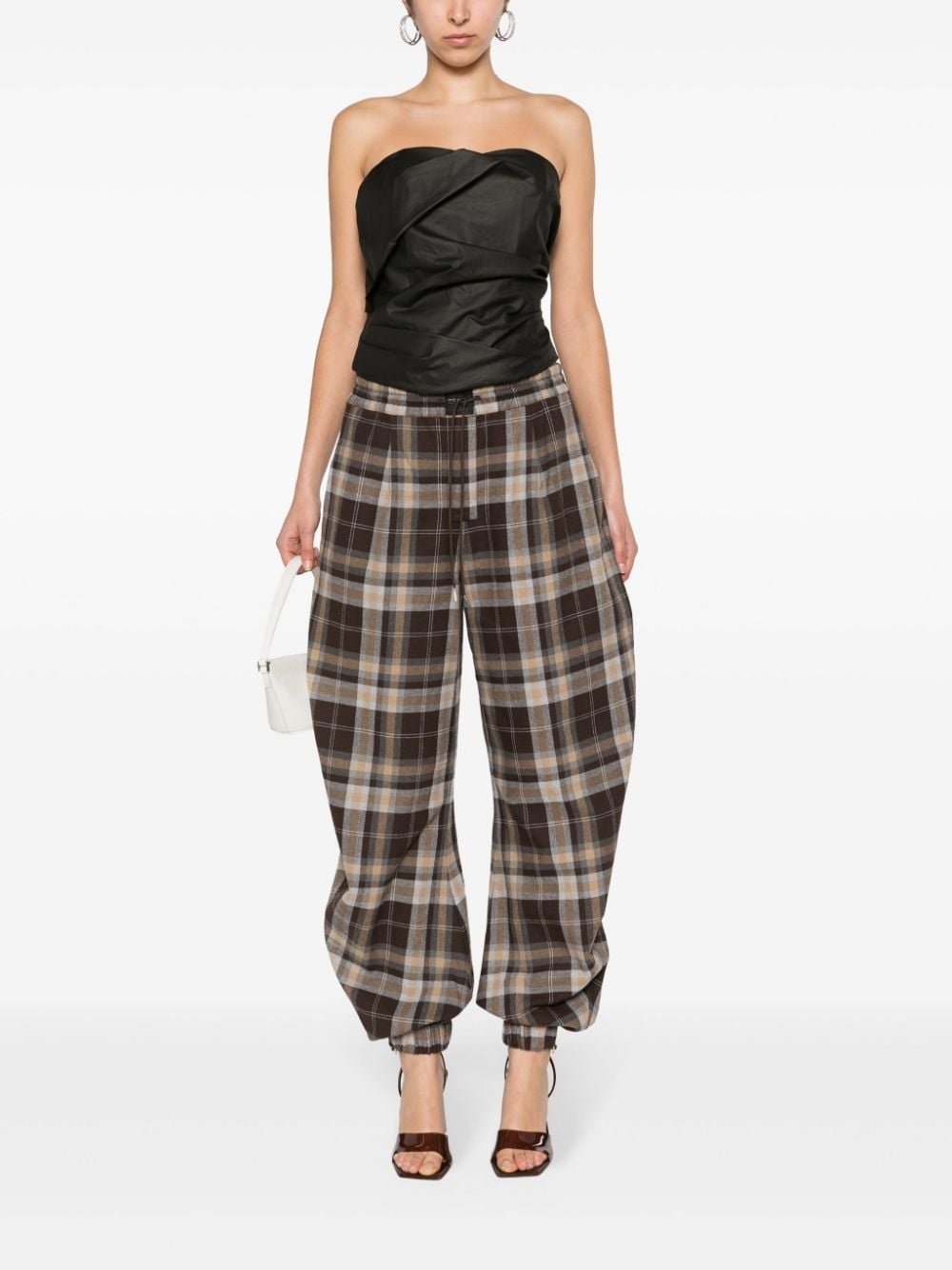 checked cotton-blend track pants - 2