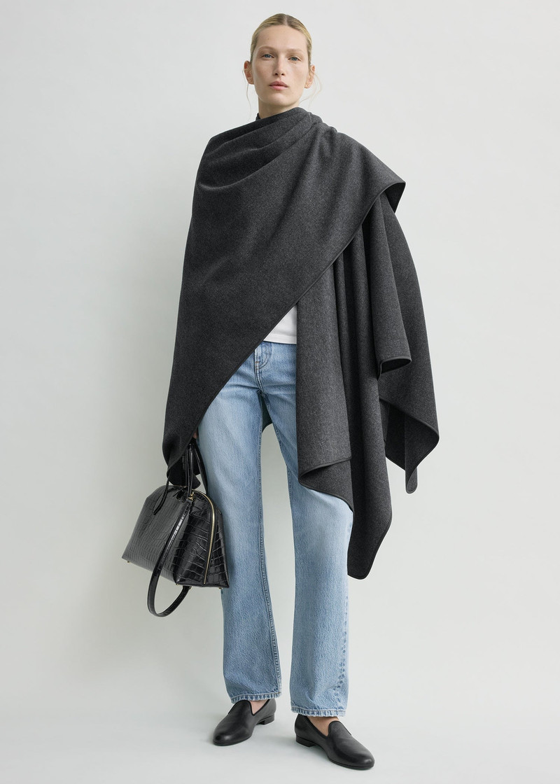 TOTEME Winter flannel cape charcoal outlook